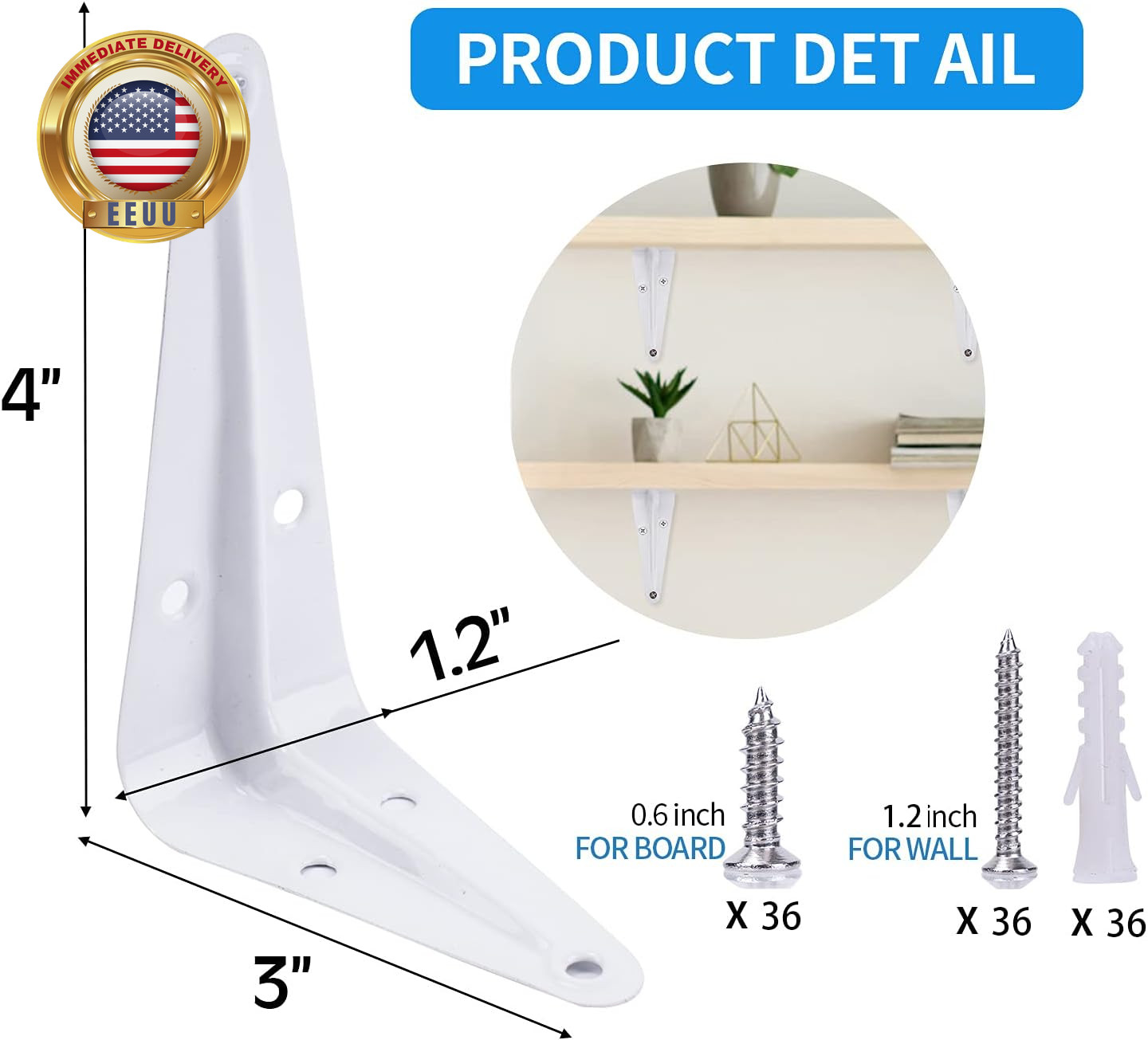 12 Pack Shelf Brackets White Heavy Duty L Brackets Metal Floating Shelf Brackets
