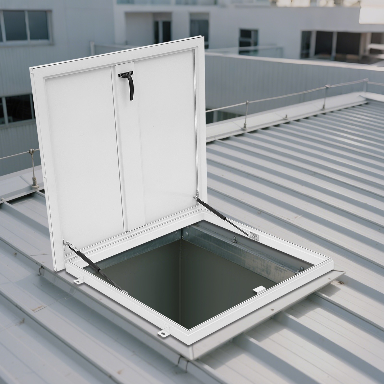 Modern White Aluminum Alloy Roof Hatch with Secure Opening Design