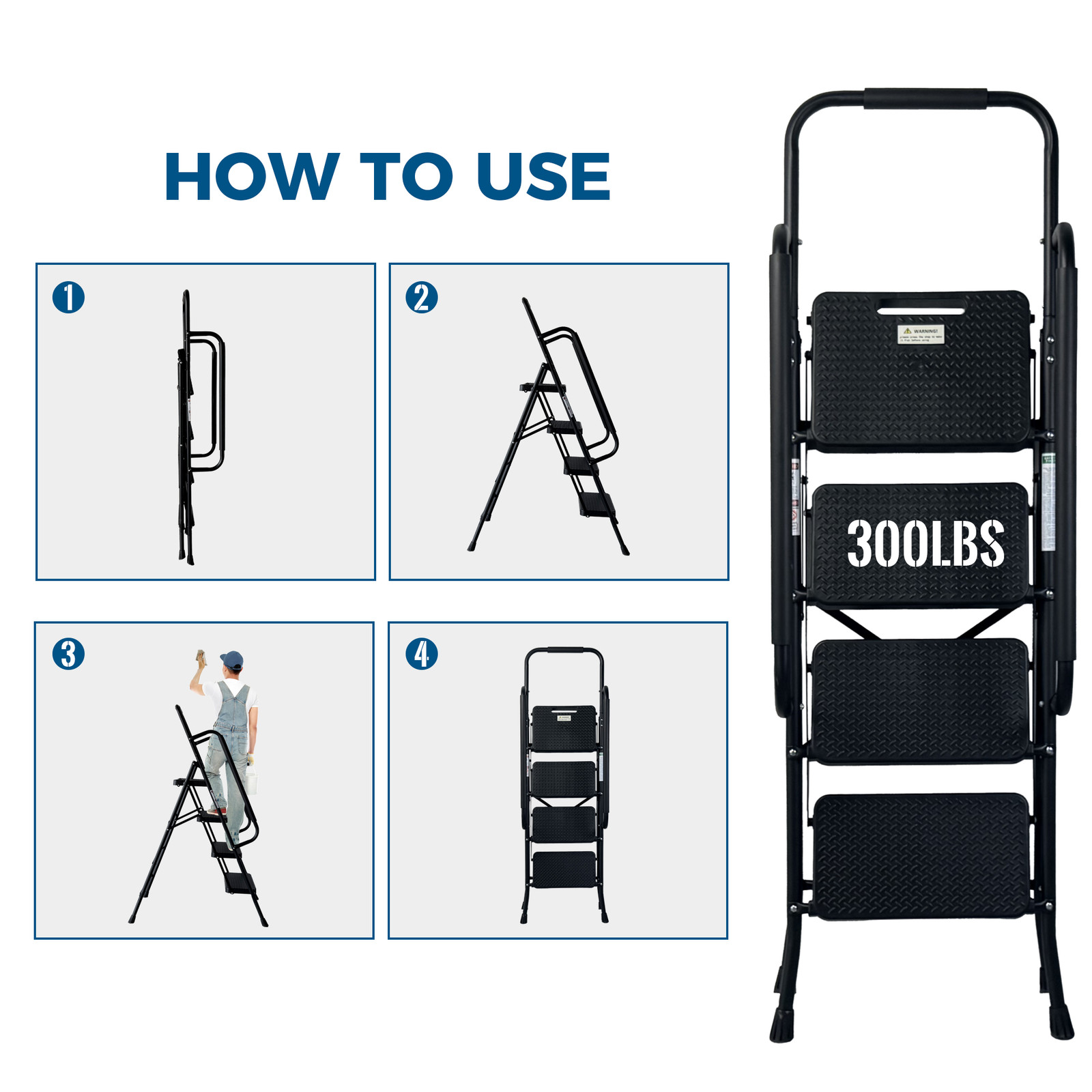 Compact Folding Step Stool with Non-Slip Steps