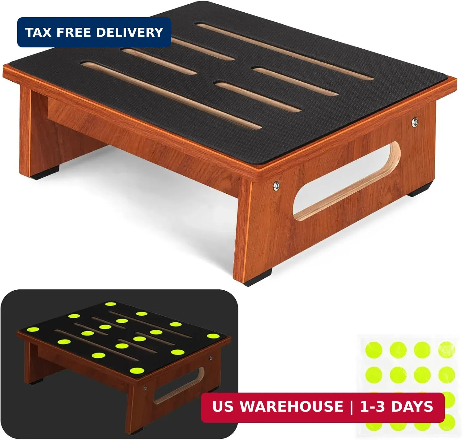 One Step Stool for Adults Seniors Non-Slip Wooden Bathroom Bedside Stool 5.5in