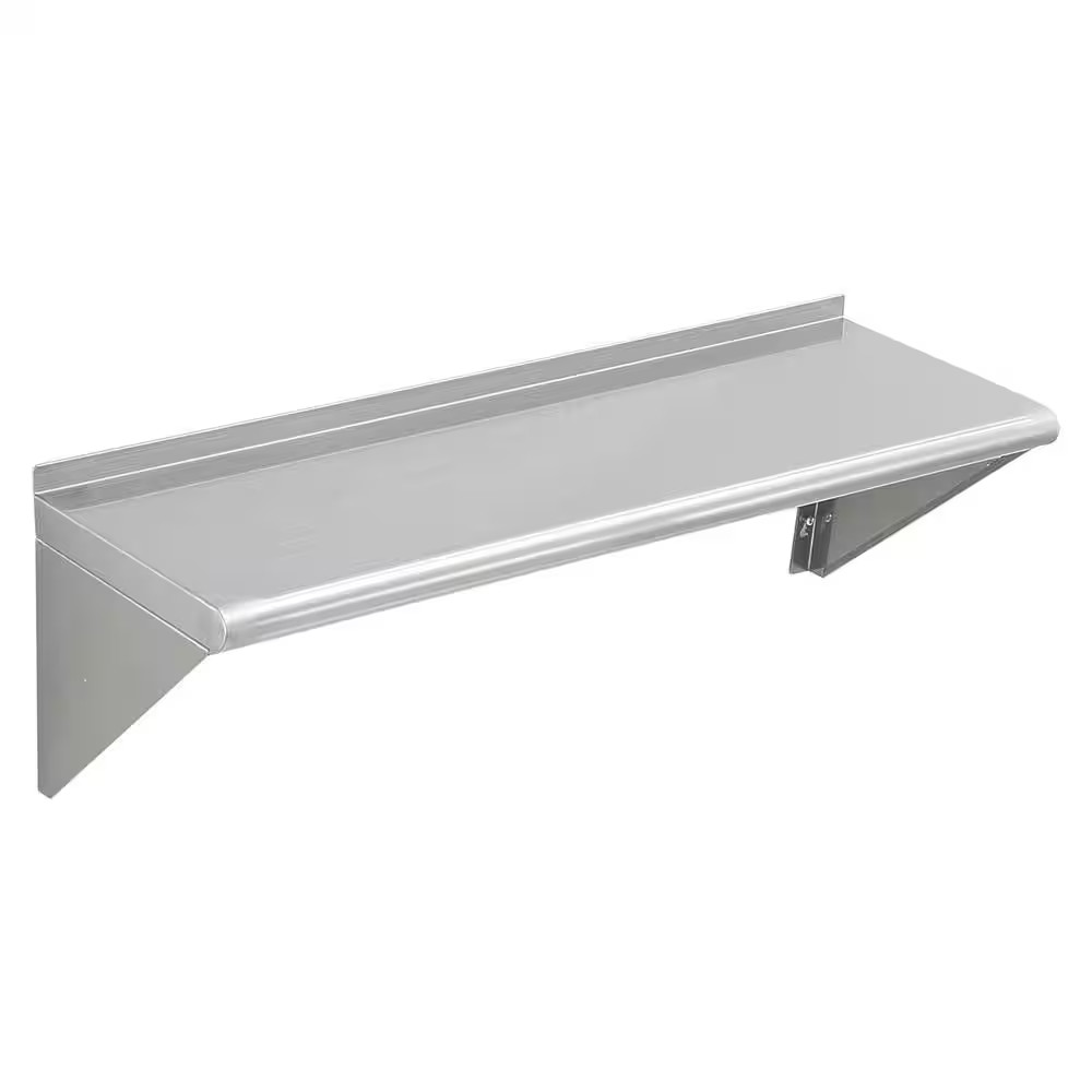 12 In. X 36 In. Stainless Steel Wall Mounted Shelf, Floating Shelving with Brack