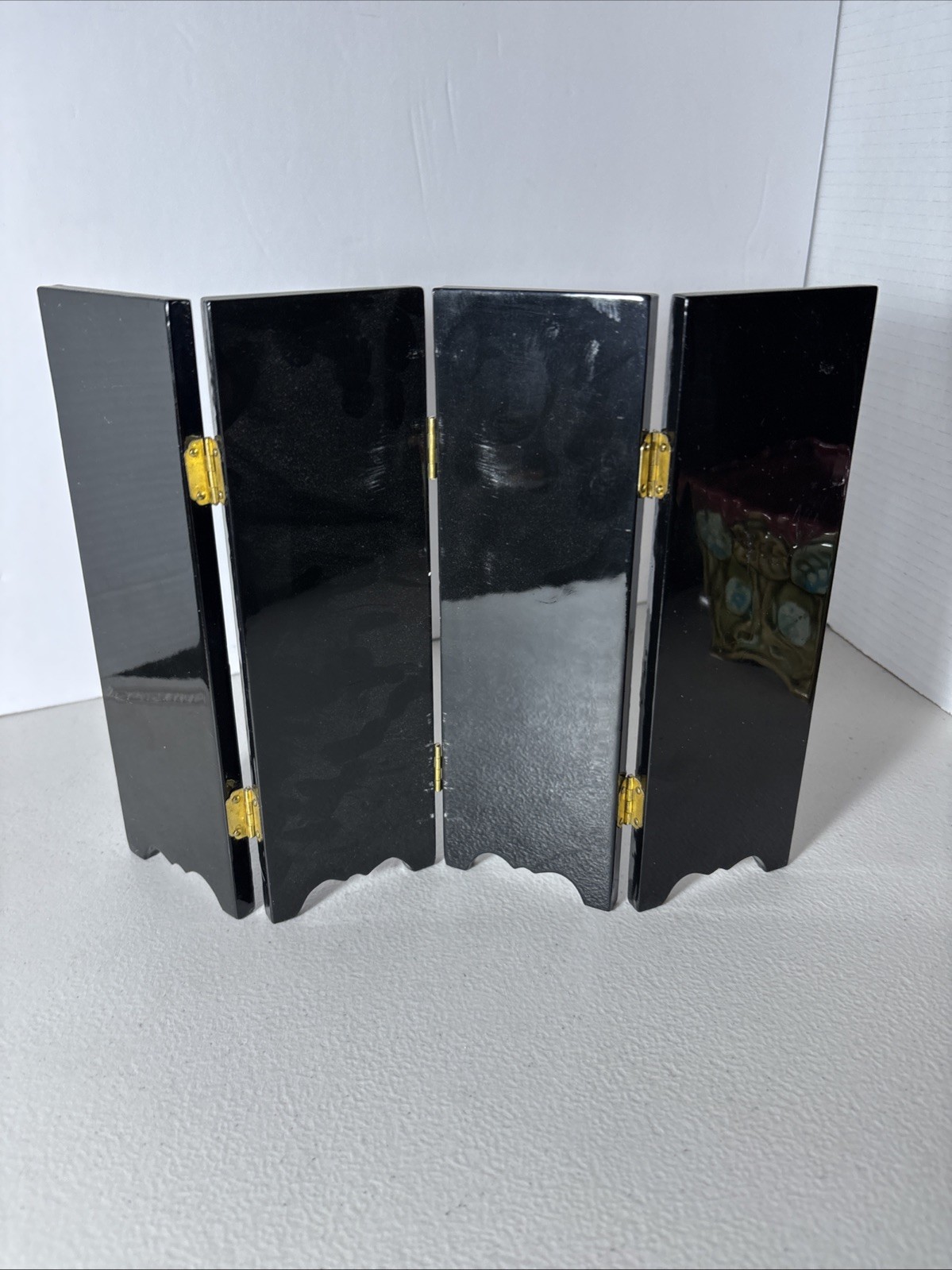 Mini Lacquer Screen Room Divider Decor Mother of Pearl Abalone Shell Tabletop