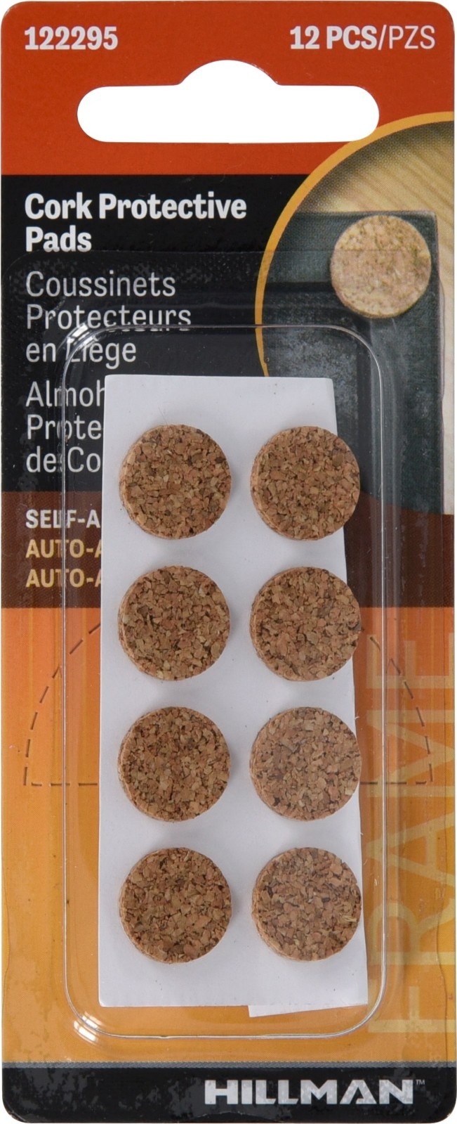 Hillman Round Cork Cabinet Door Bumpers Pads 12 Pack