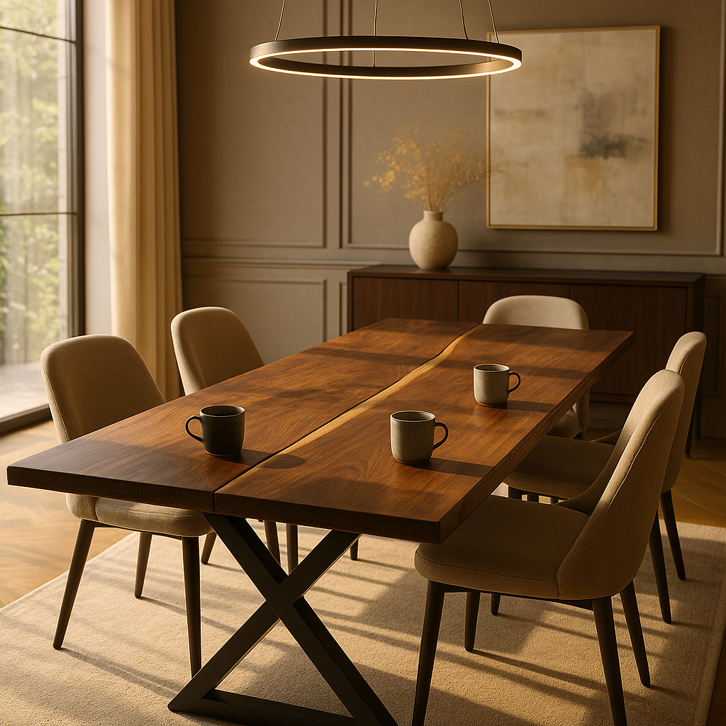 hand made walnut dinner table
