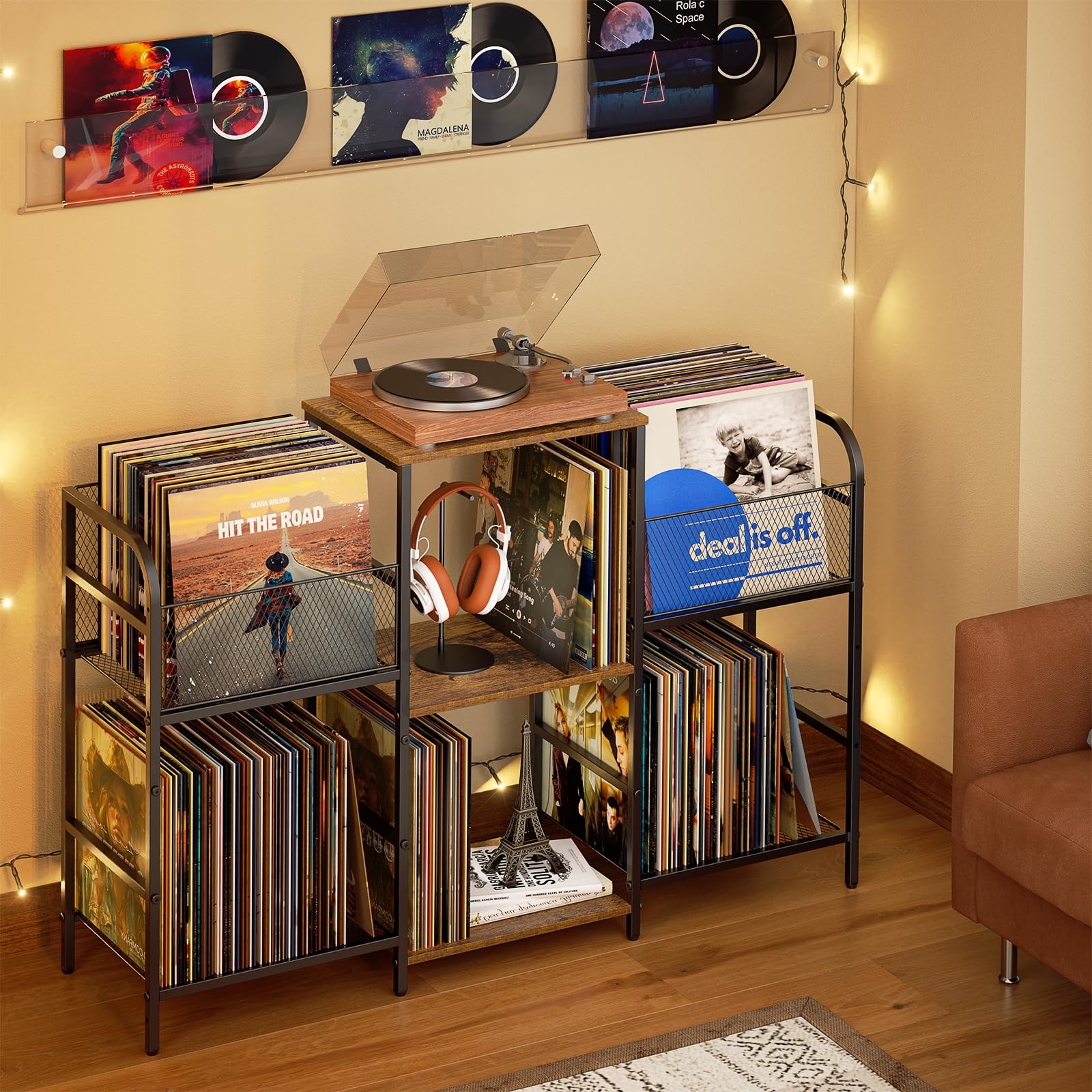 Record Player Stand with Vinyl Storage, Record Storage for 350+ Albums, Tunta…