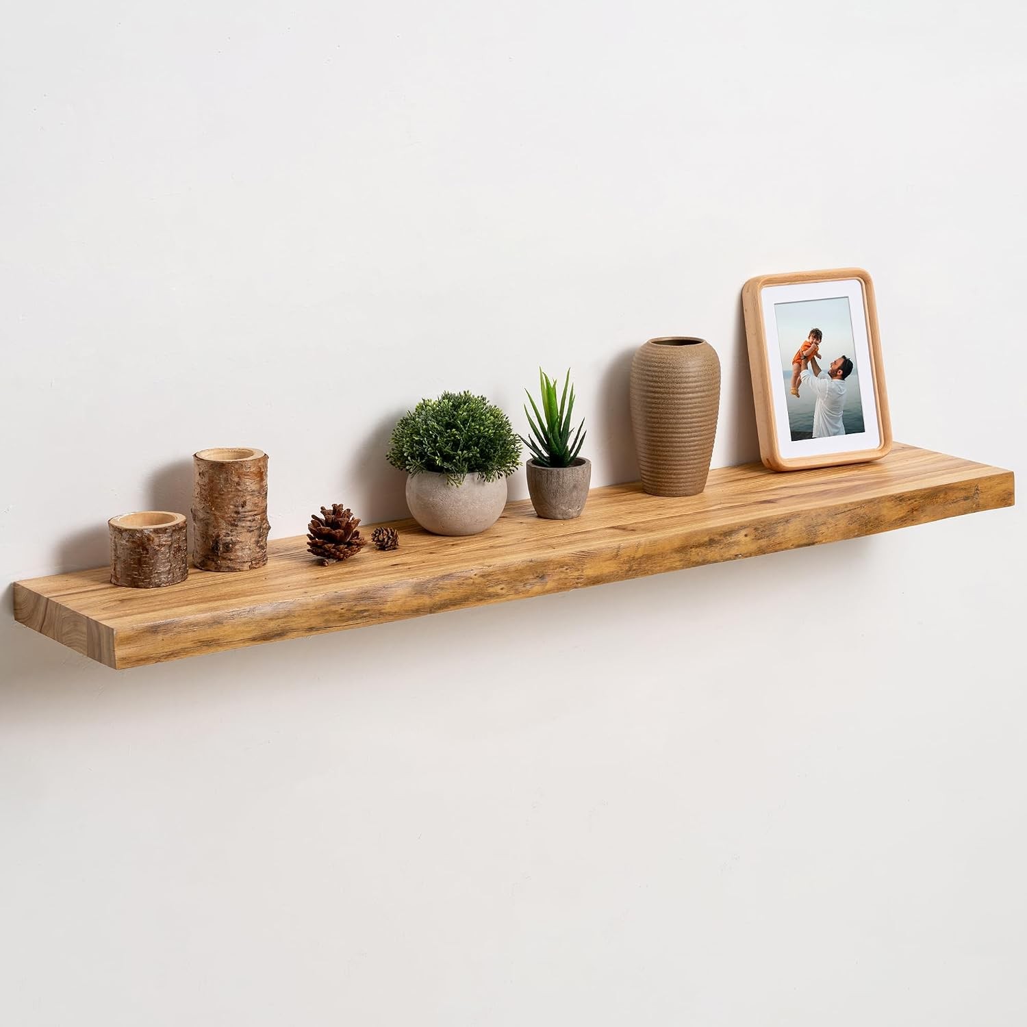 Live Edge Floating Shelves Wall 40 inch 8 Inch Deep Solid Elm Wood Floating Wall
