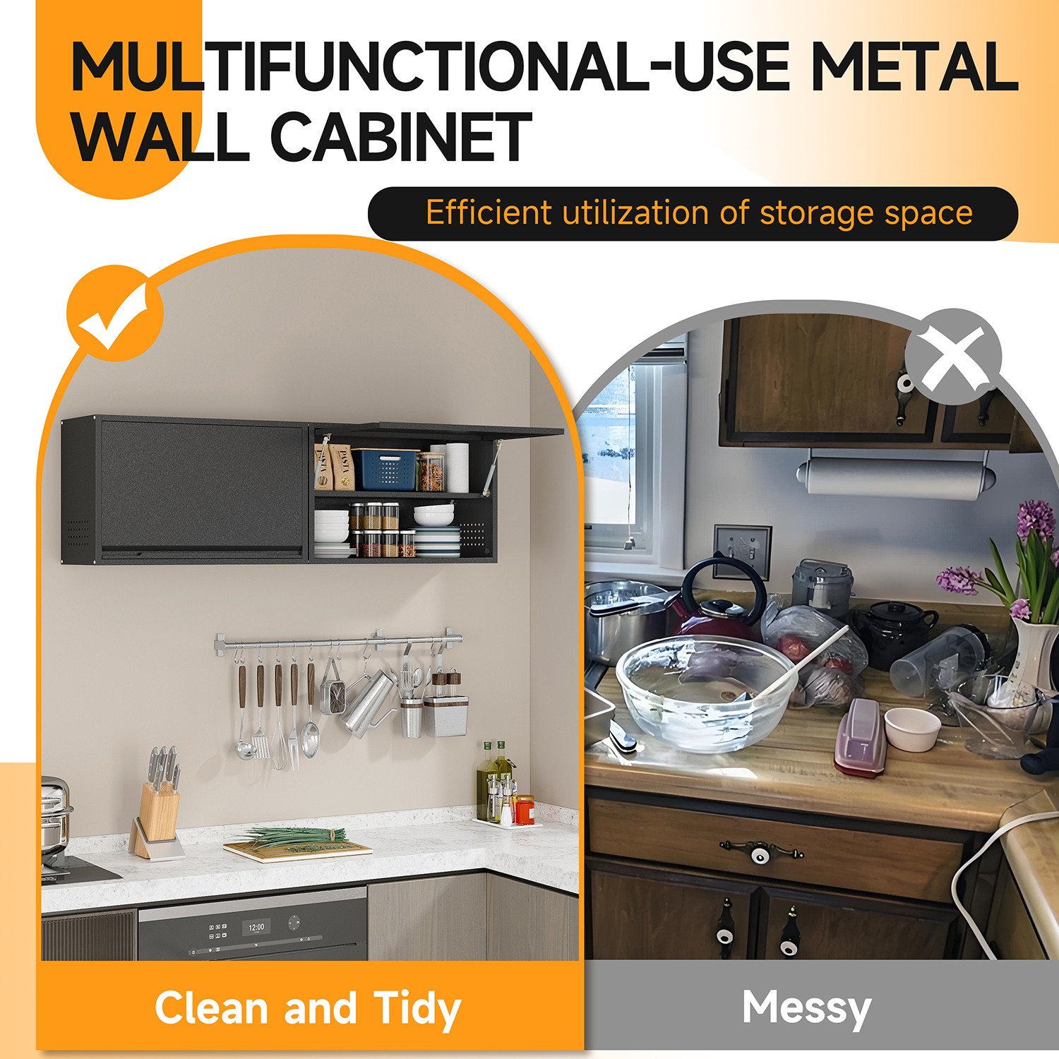 Wall-Mounted Garage Cabinet Metal Wall Cabinet Kitchen Tool Box,240 lbs Capacity
