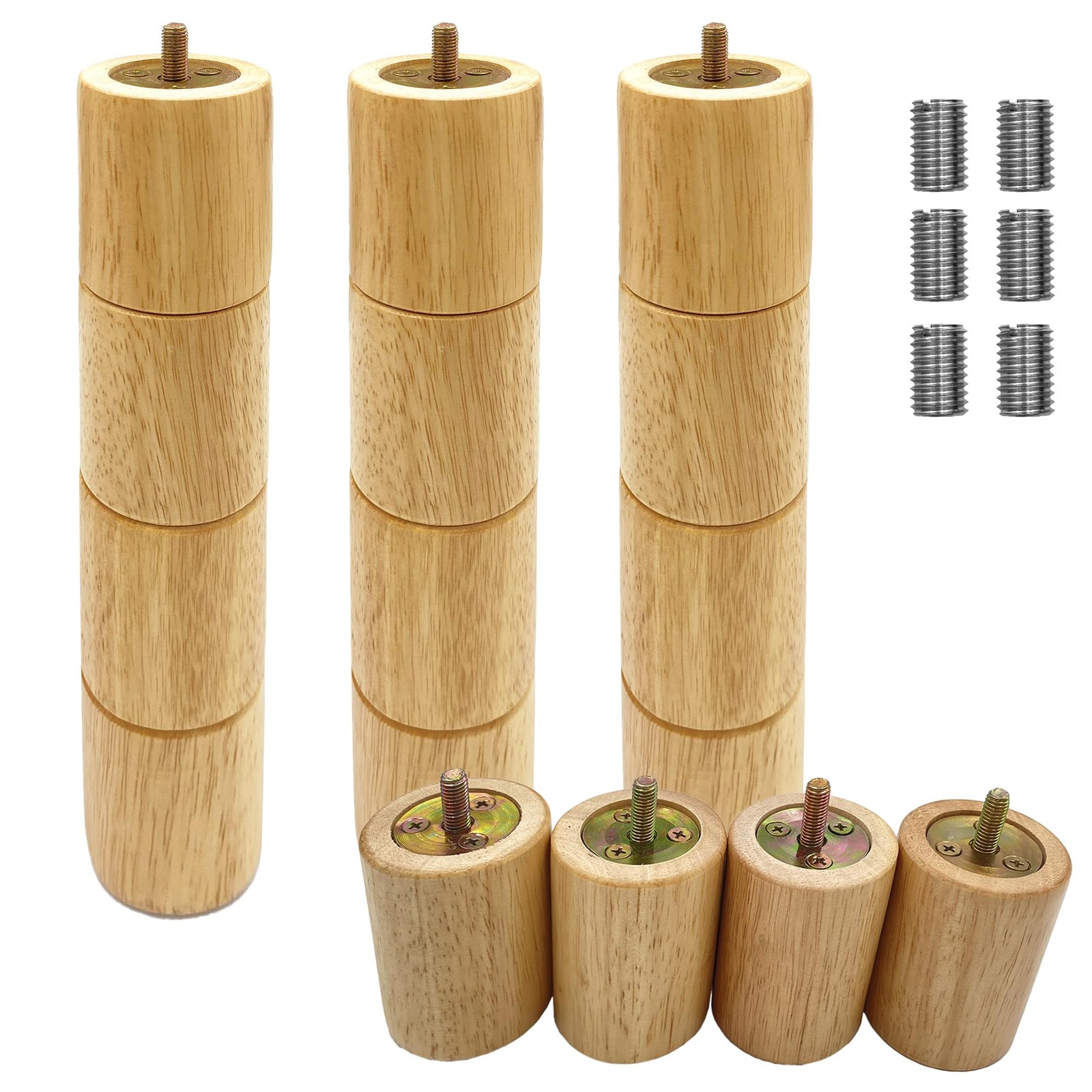 12 Inch 4 Pcs Wooden Adjustable Bed Base Frame Support Legs Compatible with M8 M