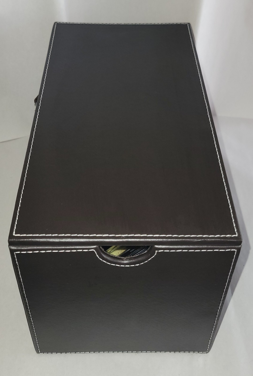 New! CD Storage Box Organizer Cases Media Display Space Stores 29 CDs Dark Brown