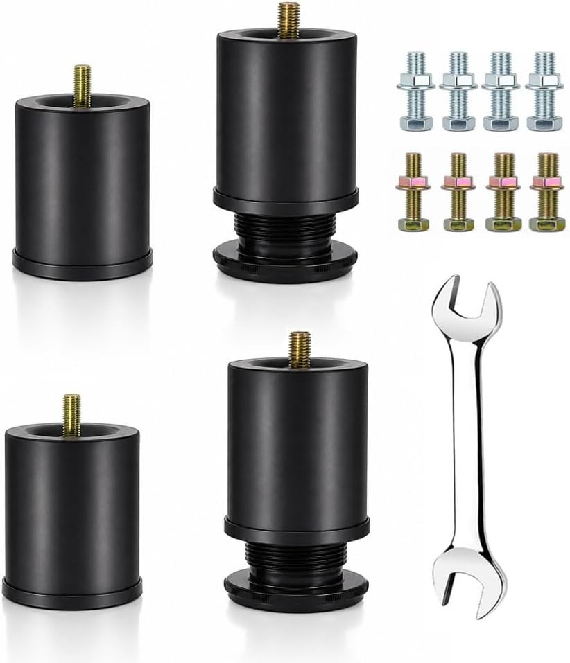 Adjustable Bed Legs Replacement: Heavy Duty Metal, 4″ Extra Height, Easy Install