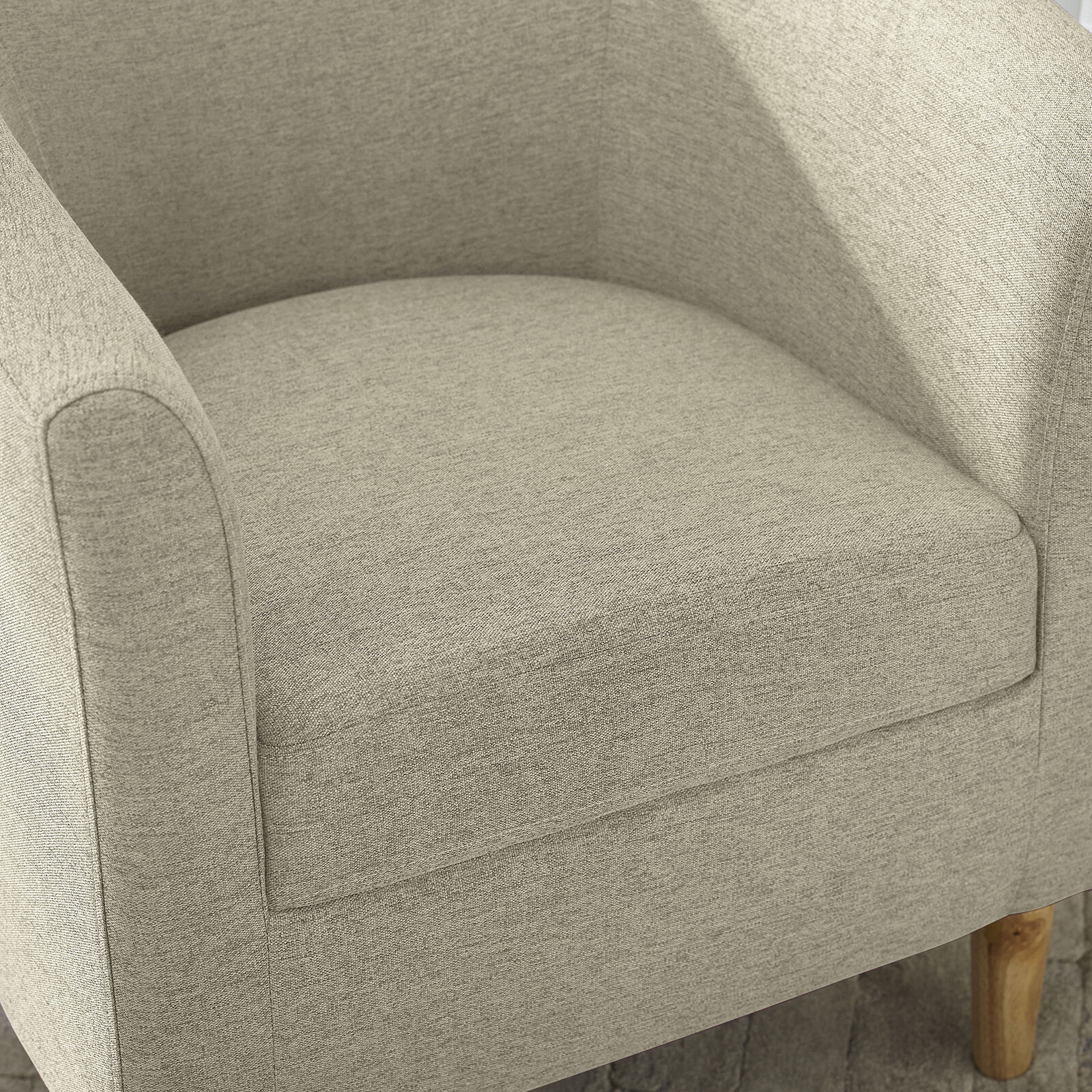 Living Room Linen Fabric Accent Arm Chair Upholstered Single Sofa With Ottoman