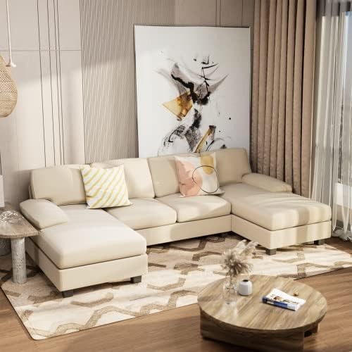 Convertible Sectional Sofa Couch 4 Seat Sofa Set Living Room U-Shaped Modern
