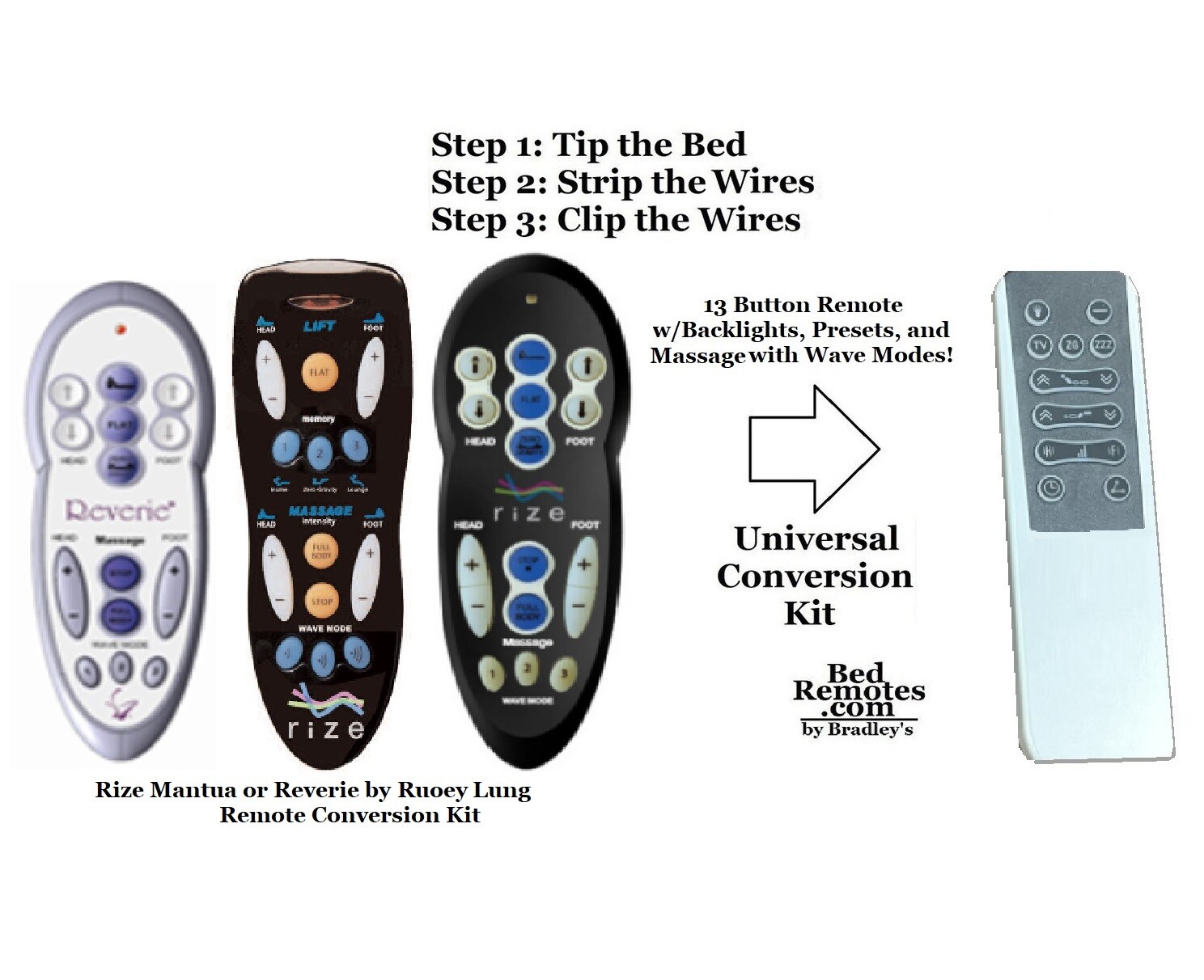 13 Button Remote Replacement Kit for Mantua Rize Craftmatic Ruoey Lung Bed Bases