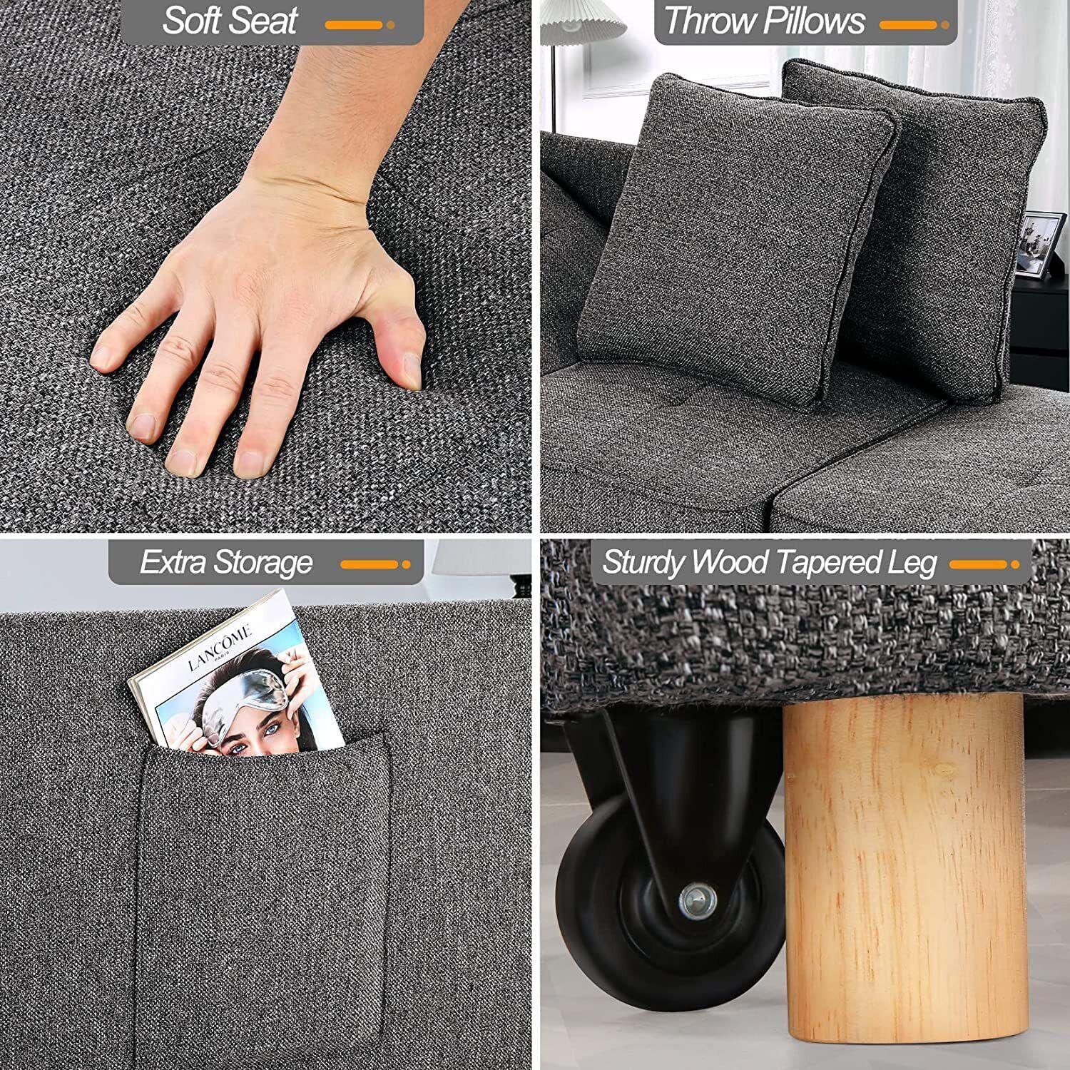 Modern 4-in-1 Convertible Sofa Bed Recliner Single Sleeper Loveseat Sofa Chair⭐⭐