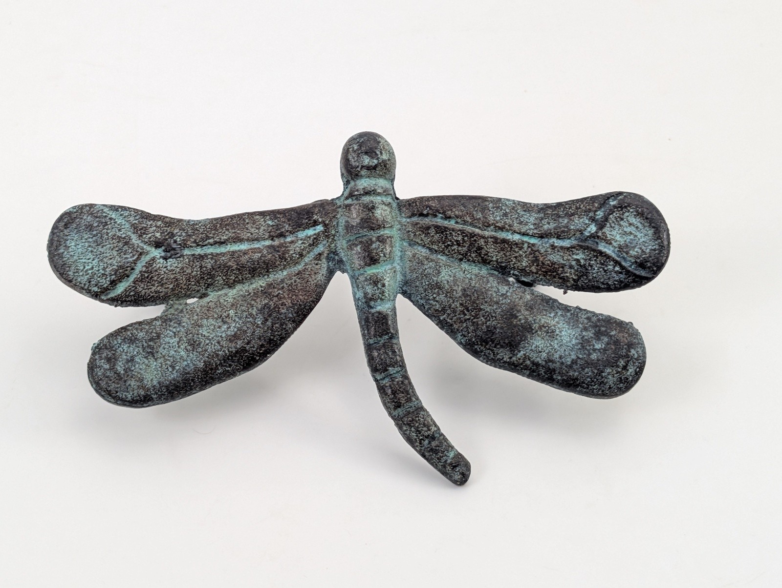 TAG Vintage Cast Iron 5 Inch Dragonfly Drawer Pull Cabinet Hardware Verdigris