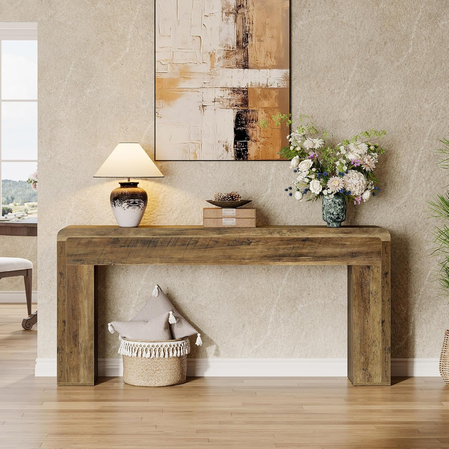 Rustic 70.9″ Console Table – Farmhouse Sofa Table for Living Room & Entryway