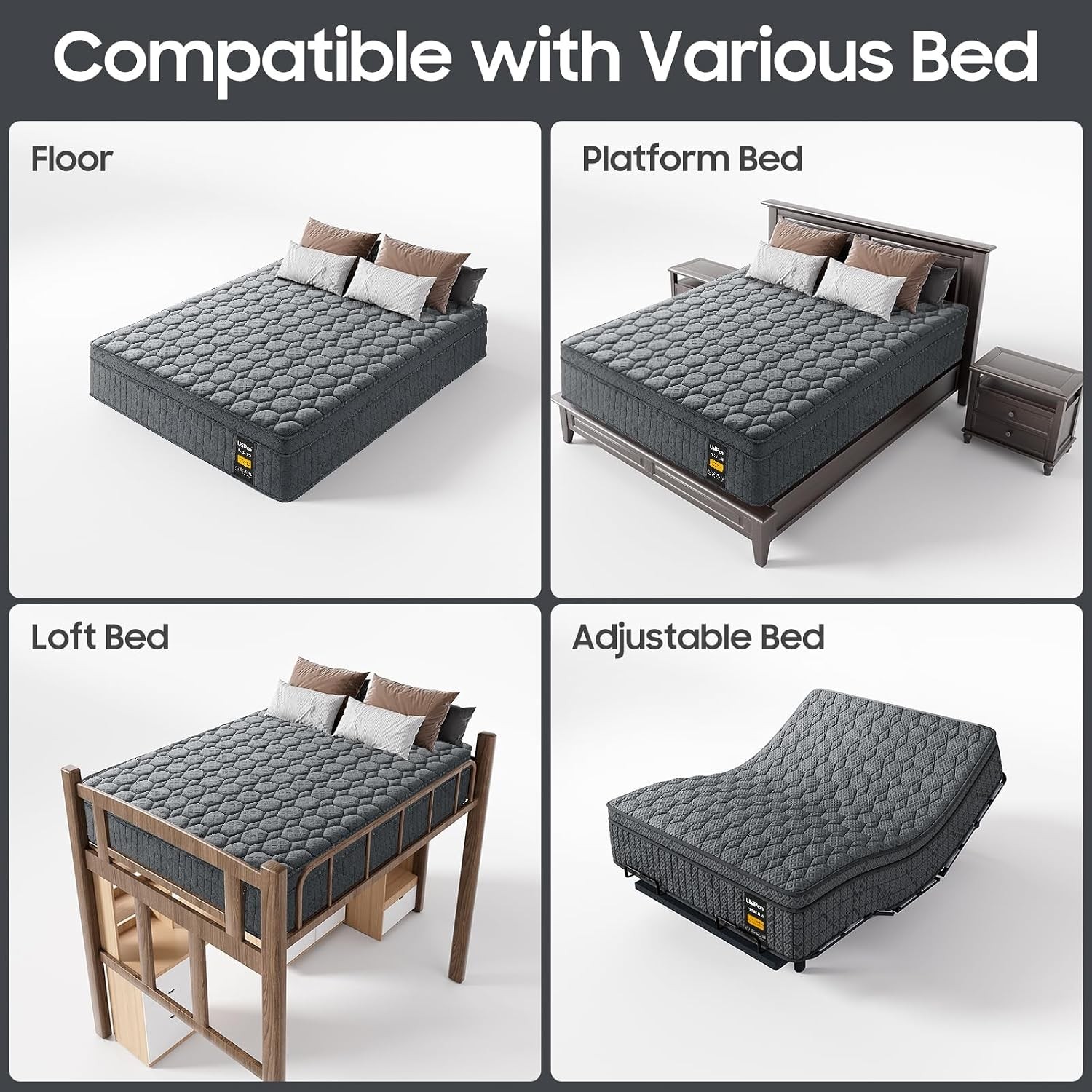 Extra Firm Queen Mattress 12 inch Hybrid Mattress with Extra Back and Lumbar