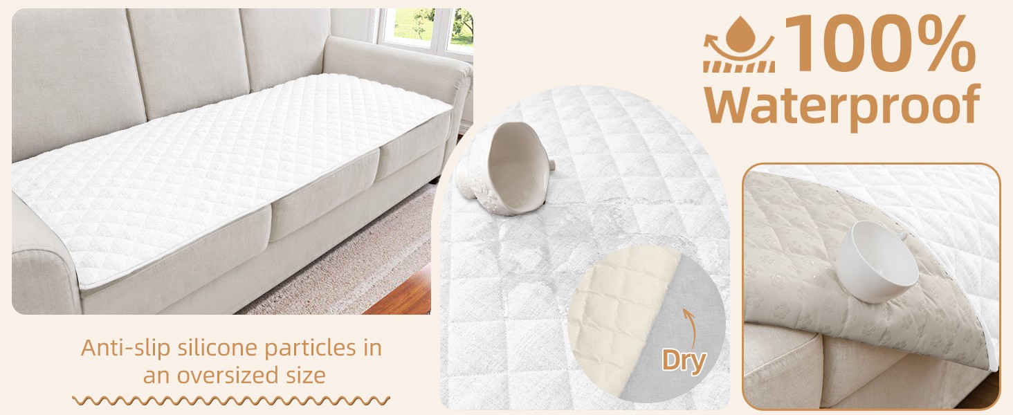 Dog Couch Cover for Sofa 100% Waterproof Faux Linen Sofa Covers for 3 Cushion