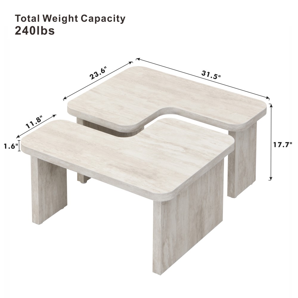 Coffee Table Detachable Impact-Resistant Rounded Corners Design
