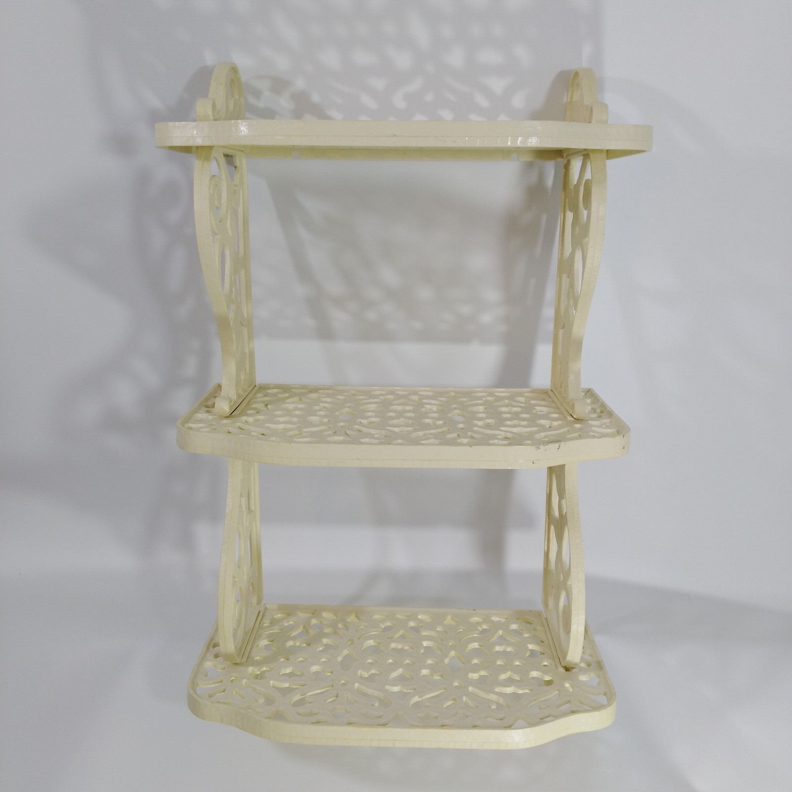 Filigree Triple 3 Shelf Plastic Homco USA 15×23.5 Inches 1982 Vintage