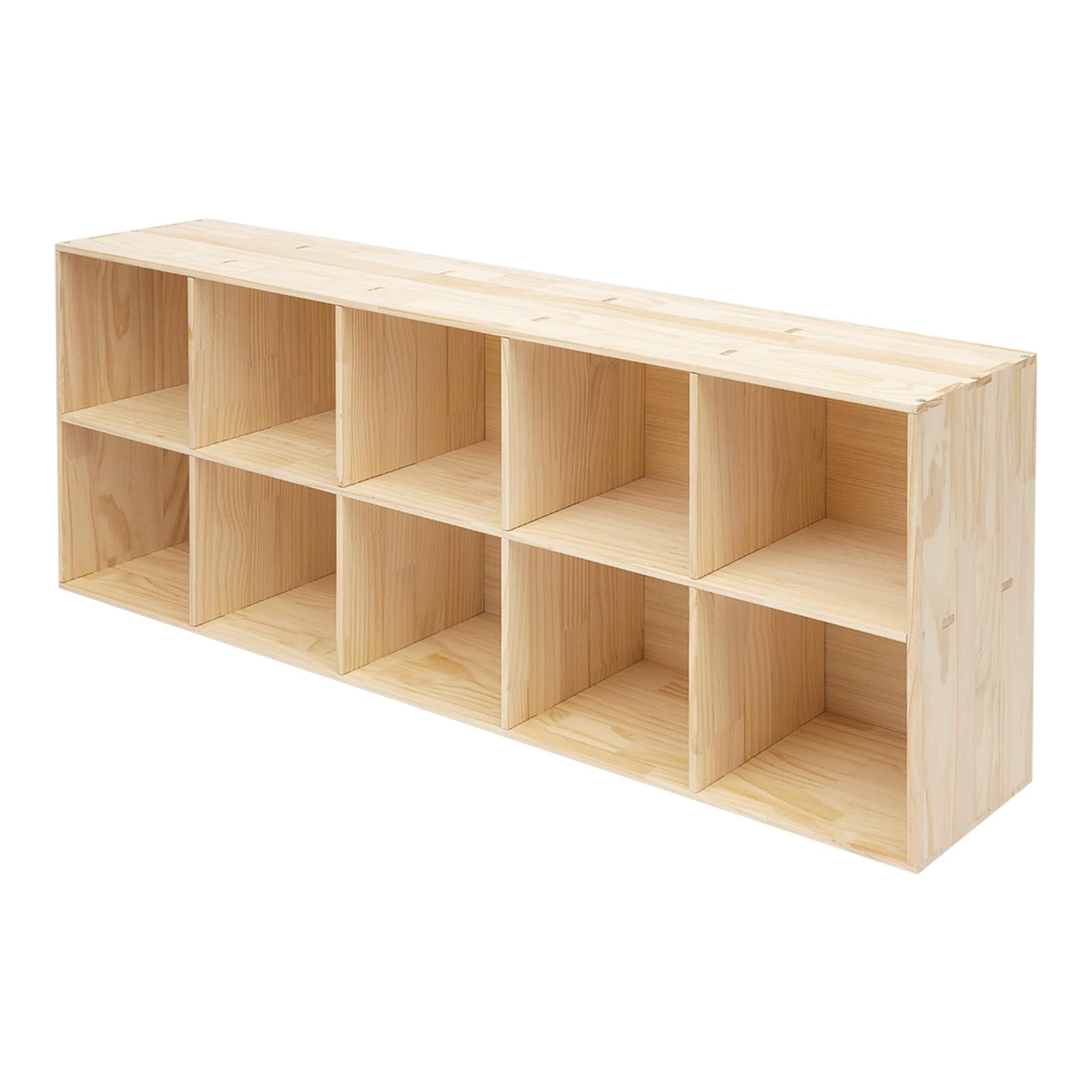 10-Cube Pine Storage Organizer Bookshelf Back Panel 11in Opening Freestanding