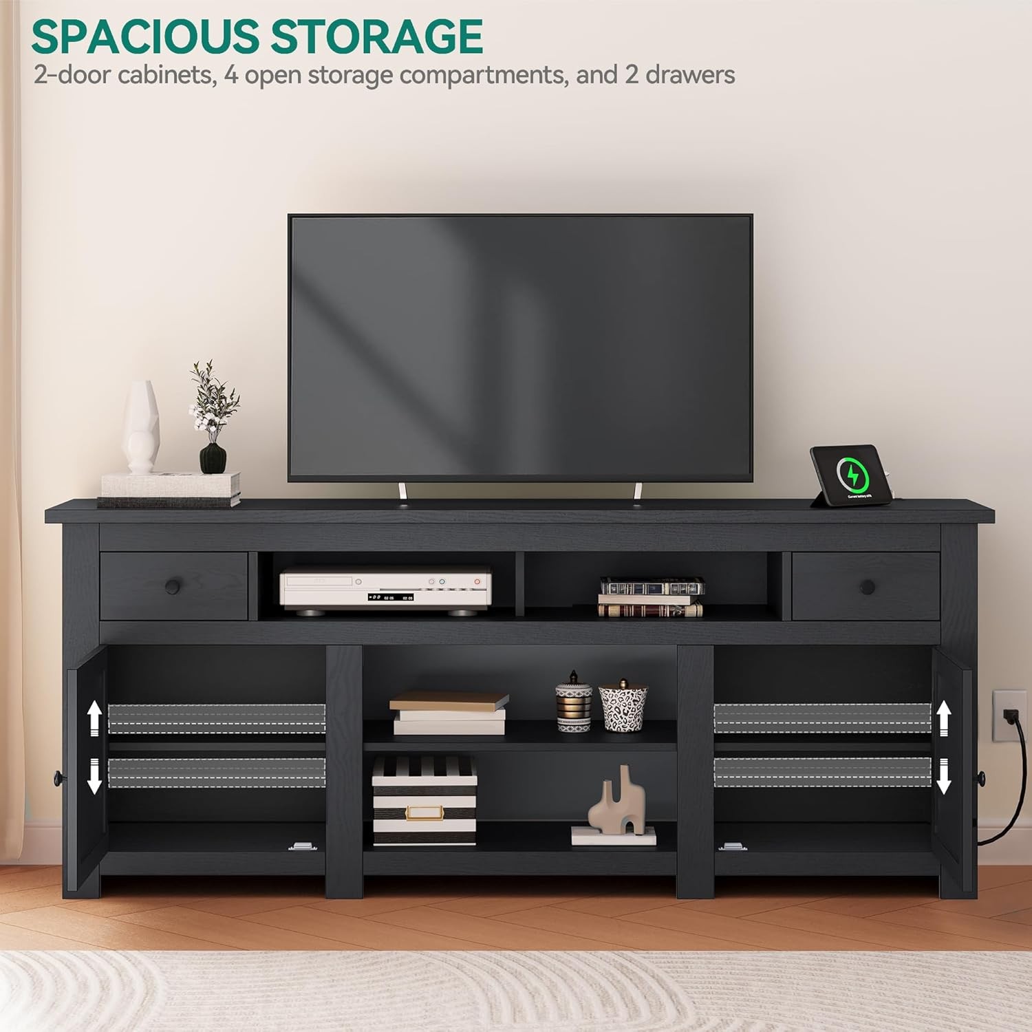 TV Stand for 75/80 Inch TV, Entertainment Center, TV Cabinet with Drawers and