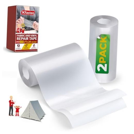 Fabric and Vinyl Repair Tape, Clear, 3-Inches by 20-Inches (2-Set),