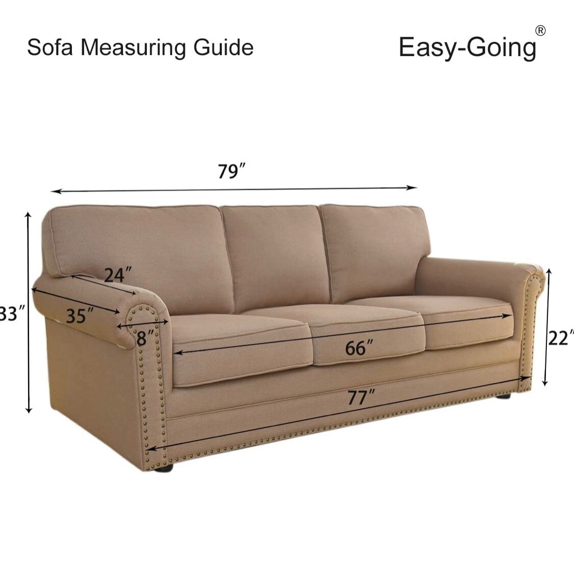 Stretch Oversized Slipcover By Easy-Going, Ivory, Easy Care, Anti-slip, Elastic