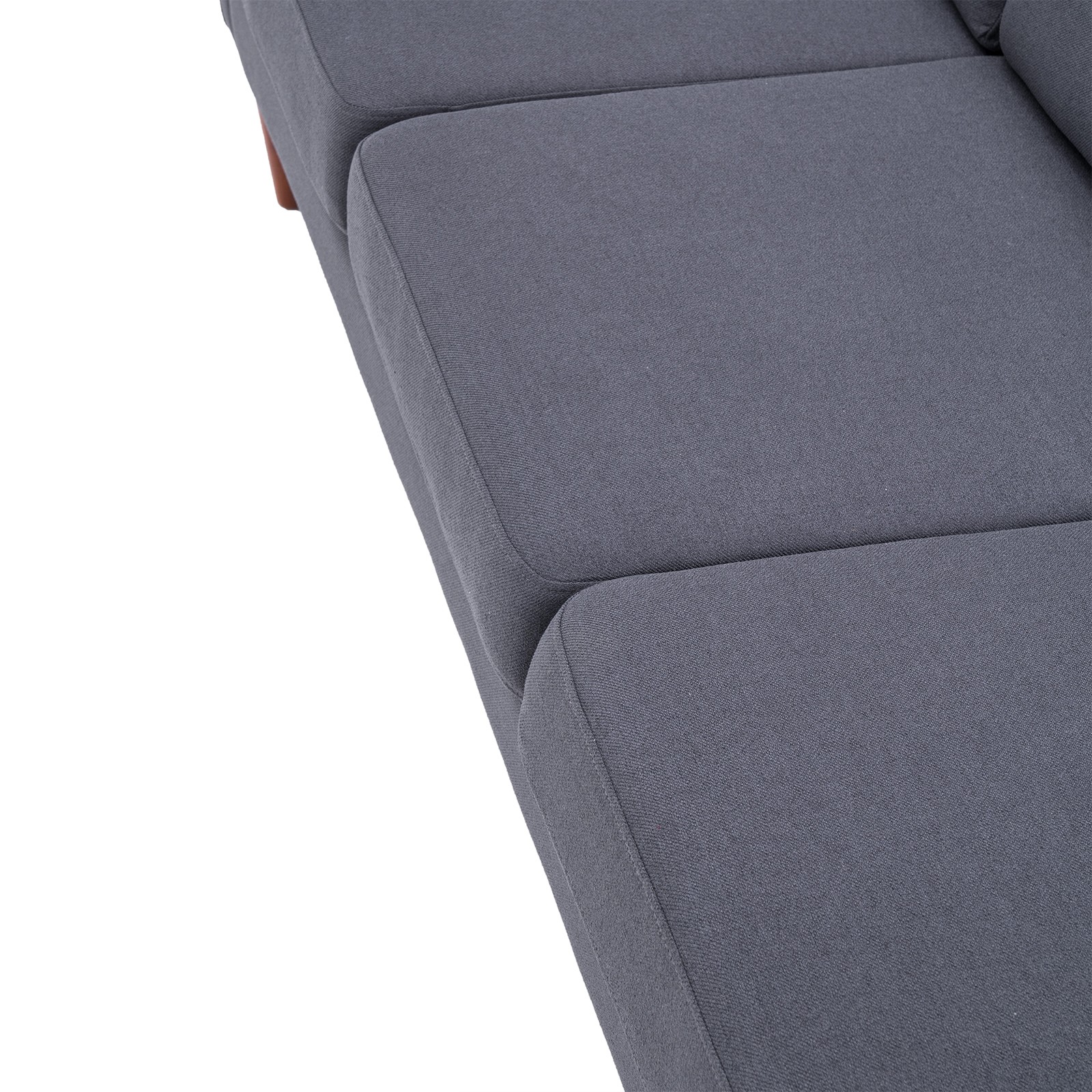 Linen Solid Wood Legs 3 Seats Without Chaise Concubine Modular Sofa Dark Grey