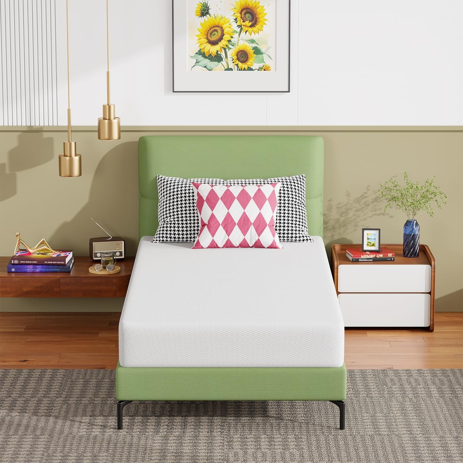 | 8 Inch Twin Mattress | Medium Firm | Gel Memory Foam Mattress | White | Be