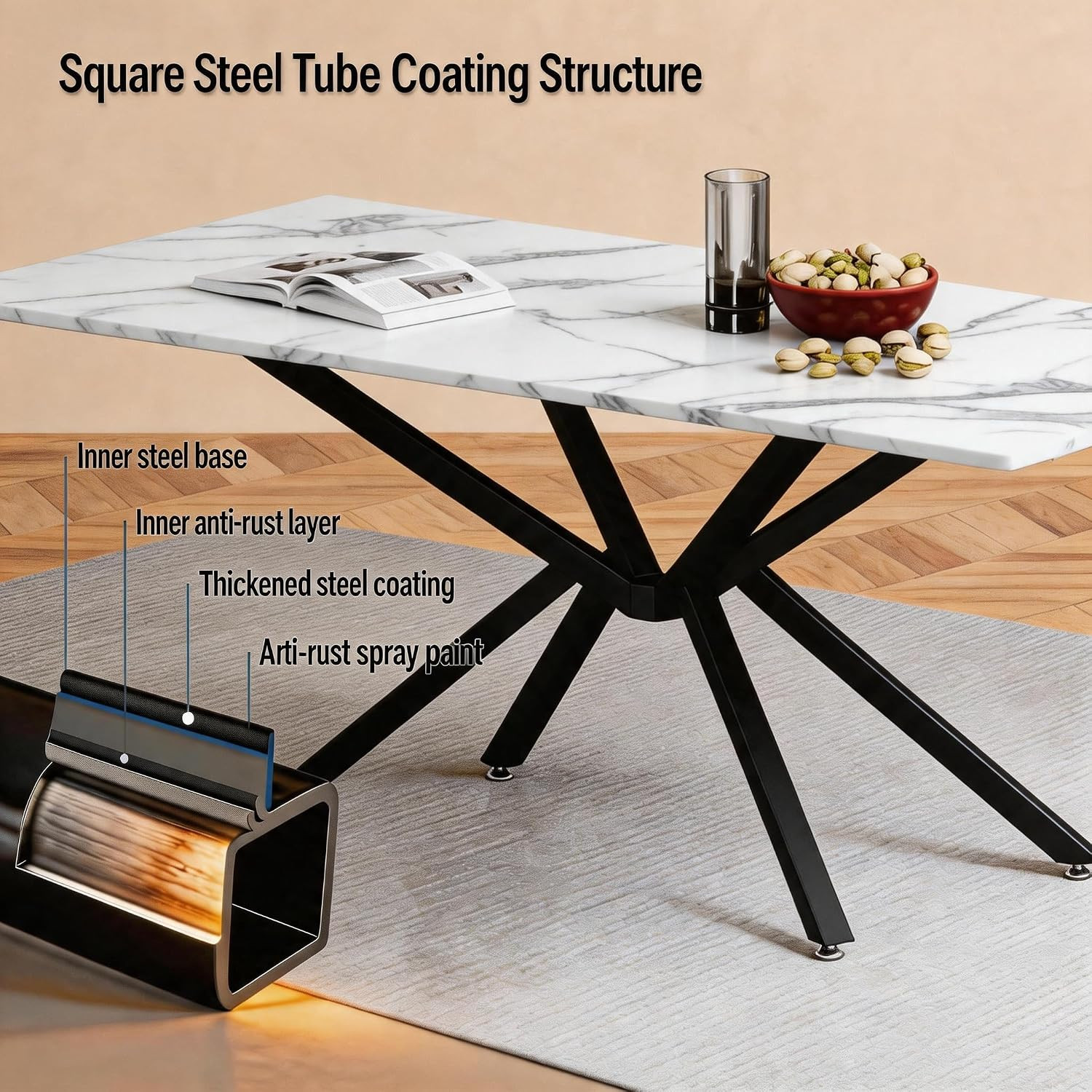 Industrial Metal Furniture Legs 1200 lb X Cross Base for Dining Conference Table