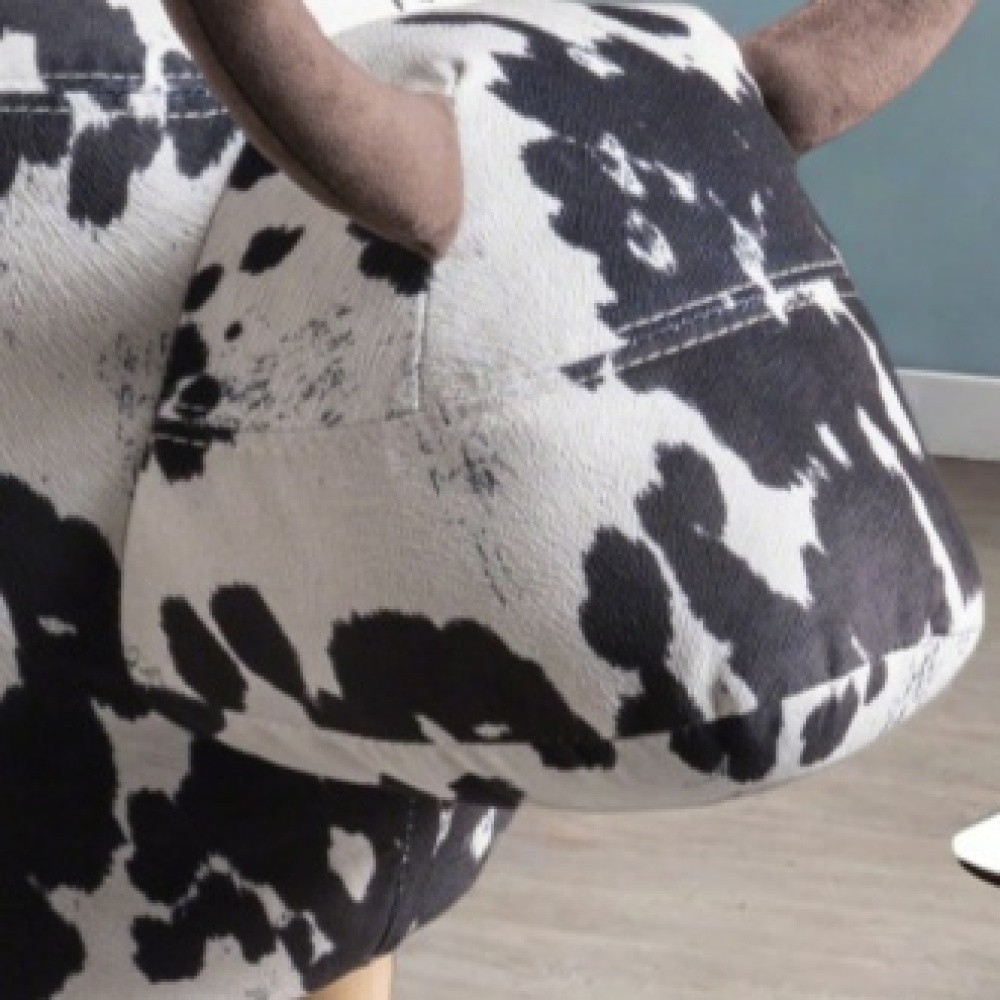Animal Ottoman/Footstool, Black and White Cow-Shaped Ottoman, Modern Ottoman