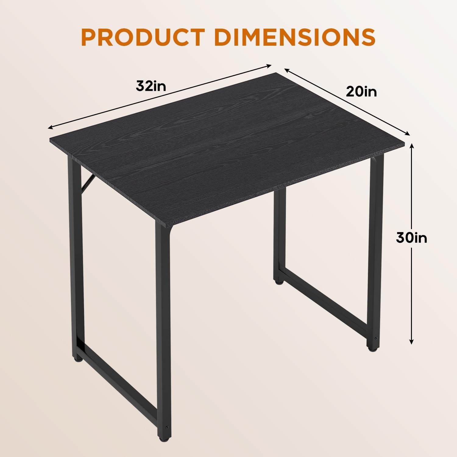 PayLessHere | 32 Inch Computer Desk | Black | Office Desk with Metal Frame, A…