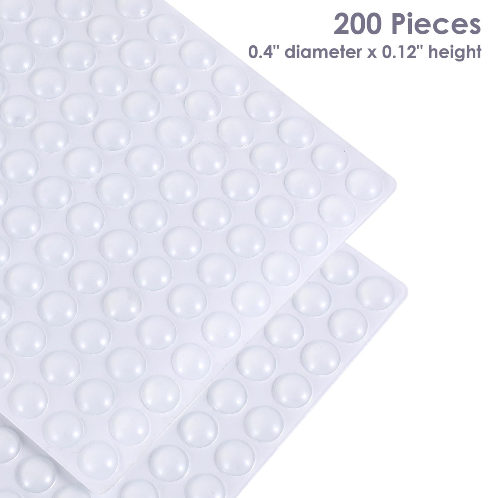 200 Pieces Cabinet Door Bumpers, 0.4inch Round Silicone Clear Self Adhesive Bump