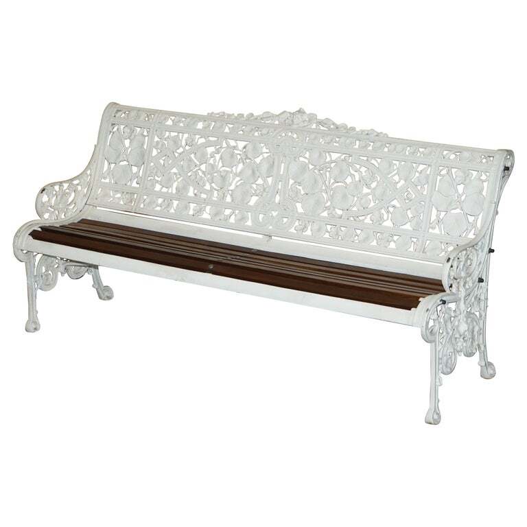 Restored Antique Victorian 1870 Coalbrookdale Nasturtium Pattern Garden Bench