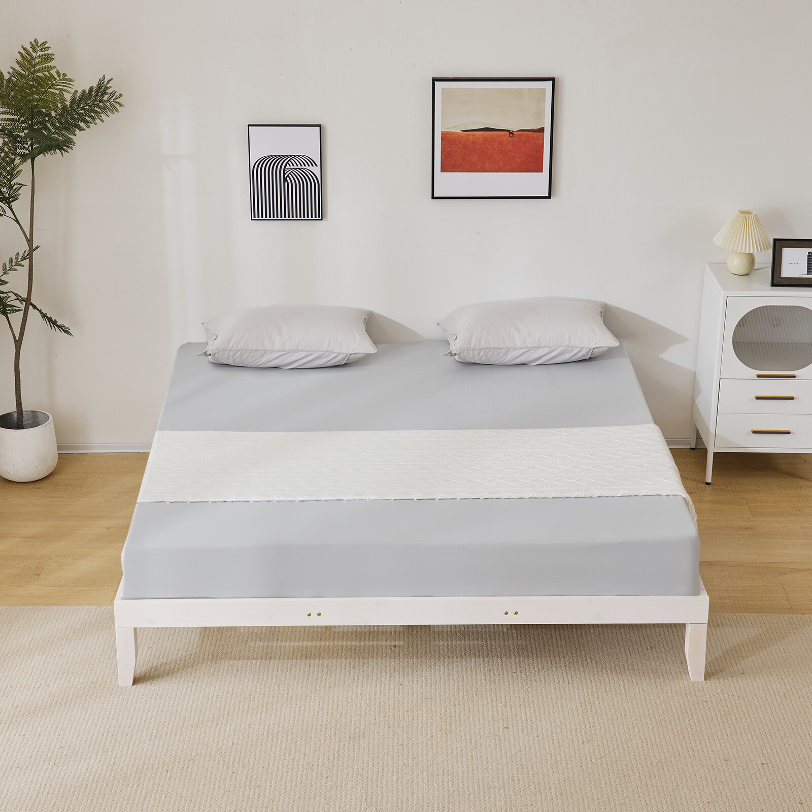 Twin/Full/Queen/King Size Bed Frame Deluxe Natural Solid Pine Wood Platform Bed