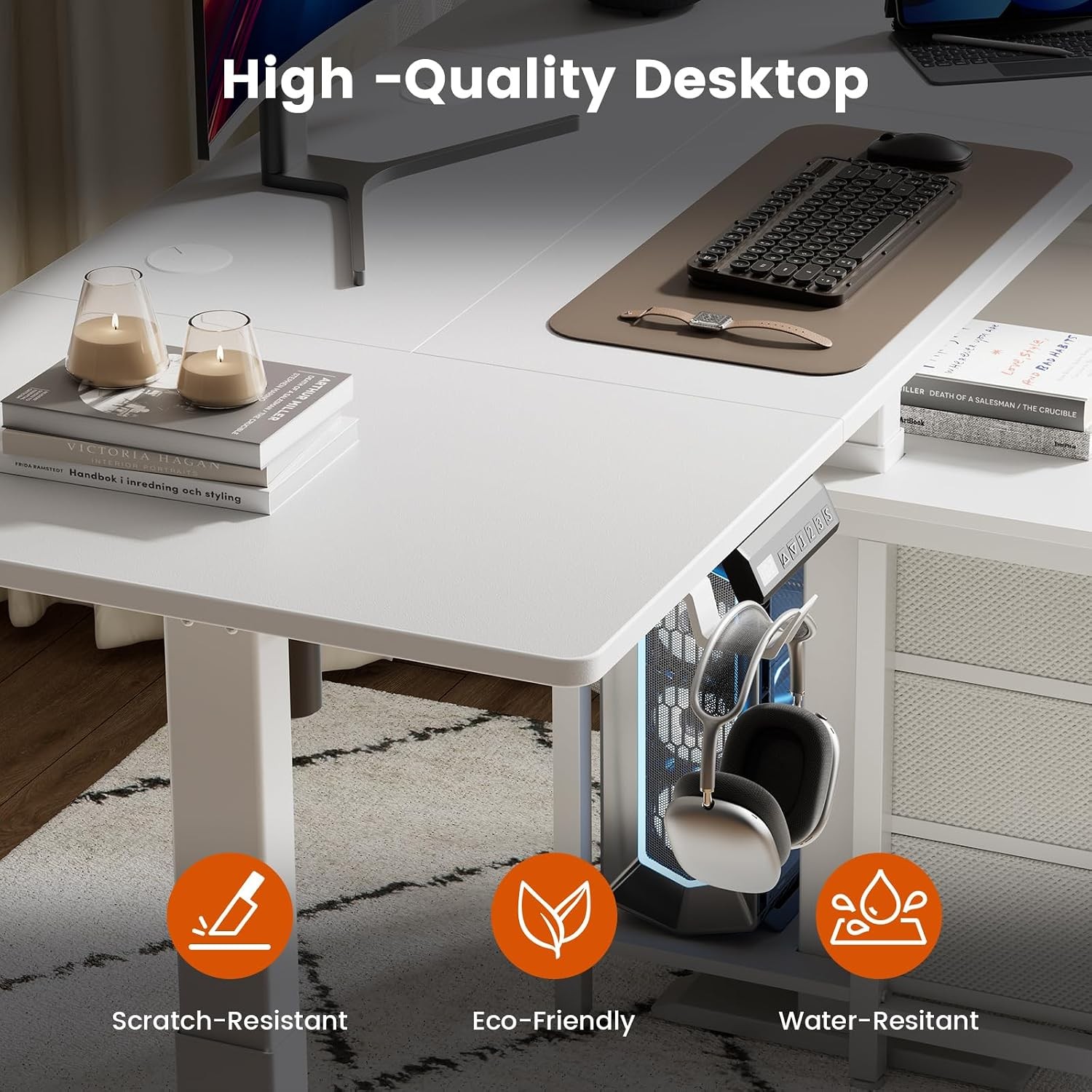Electric Standing Desk with Drawers, 55 x 24 Inches Height Adjustable Sit Stand