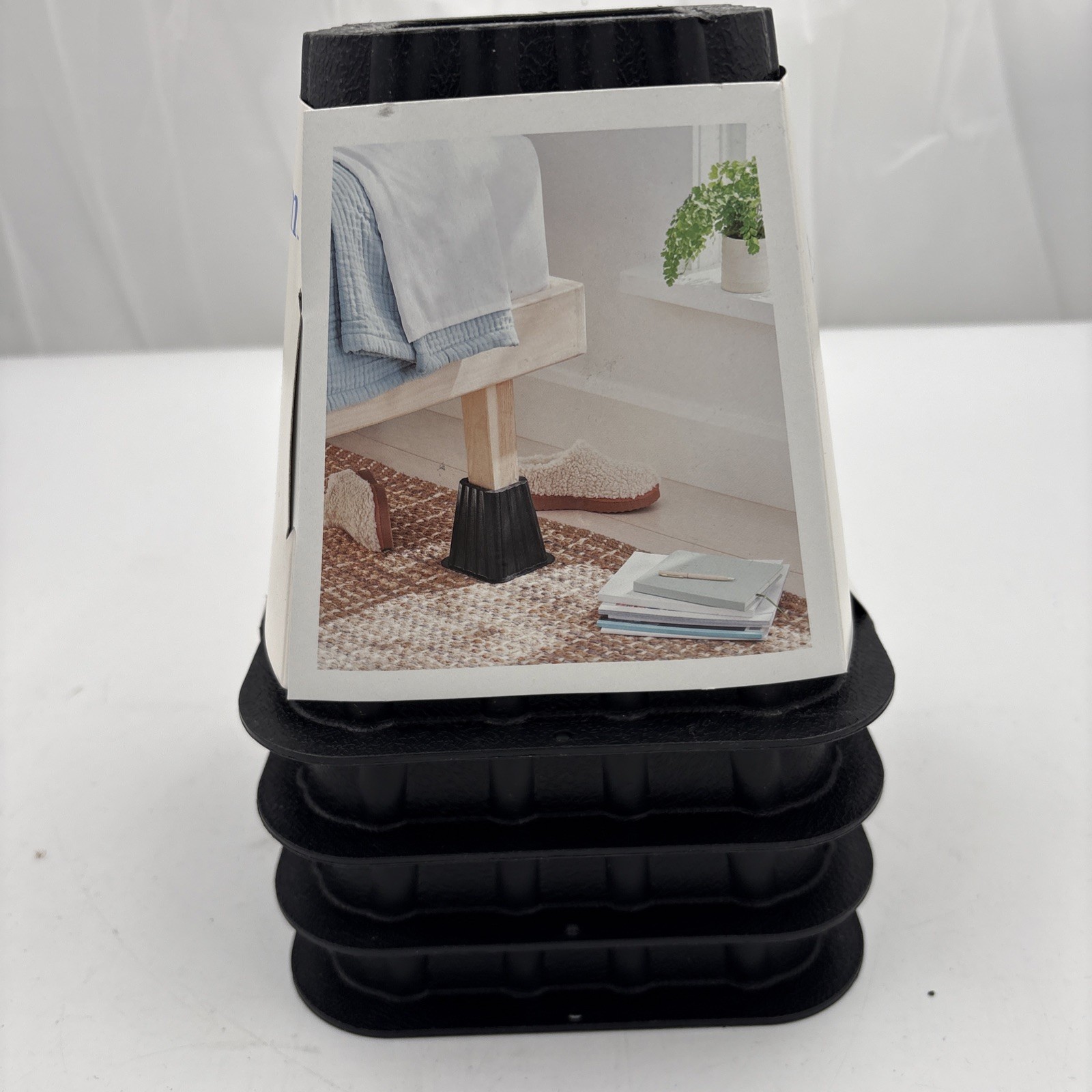 Bed Riser Elevators Black Plastic 5.25 Inch Height Set of 4 New