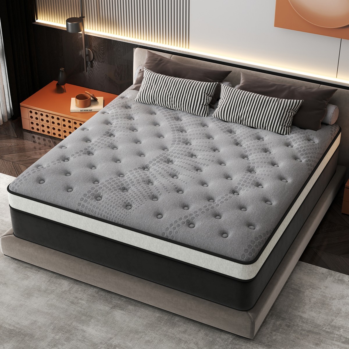 12″14″ Mattress Hybrid Gel Memory Foam Medium Firm Twin Full Queen King In A Box