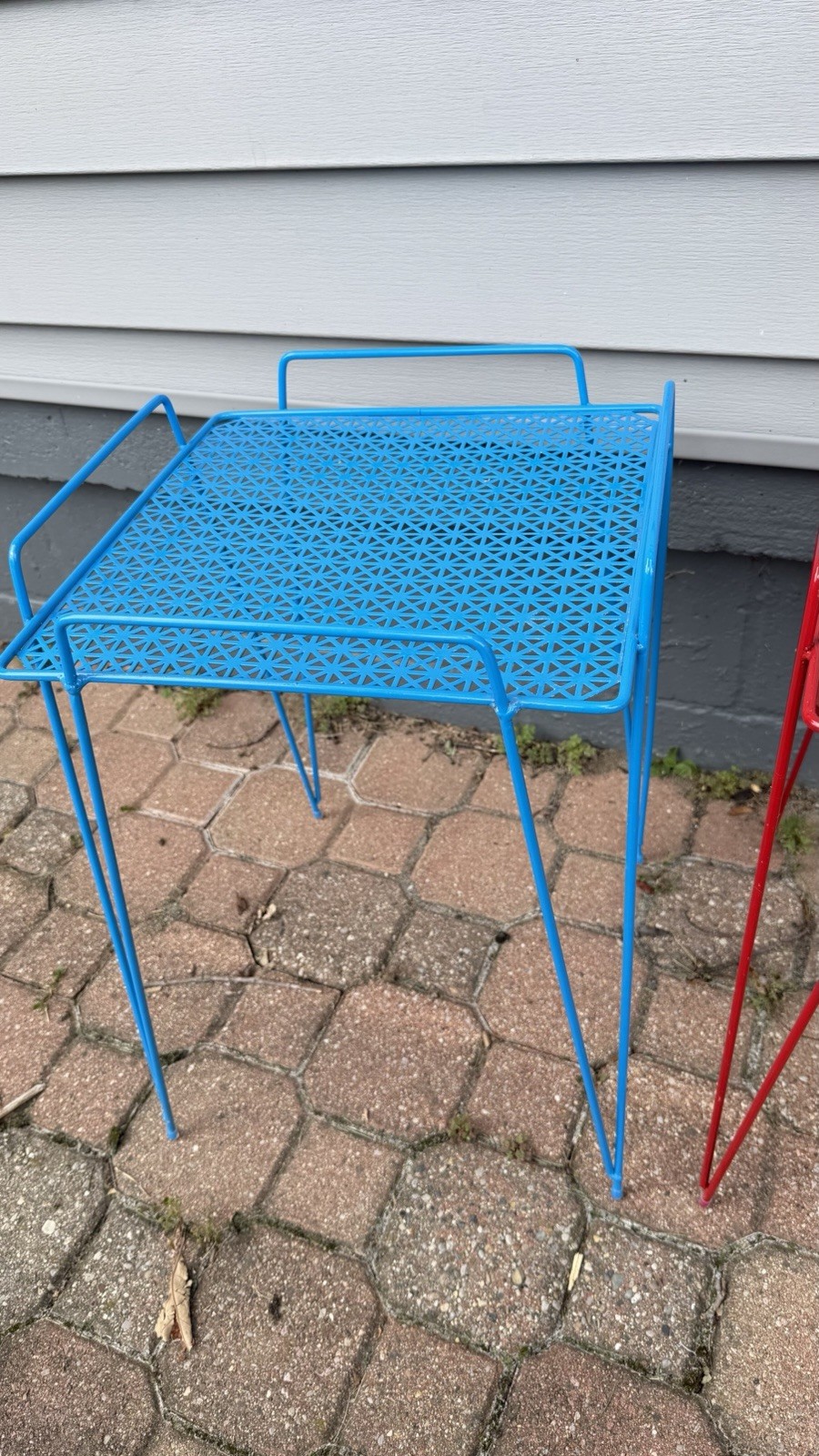 Vtg Mathieu Mategot Style Nesting Stacking Metal Wire Hairpin Tables Set of 3