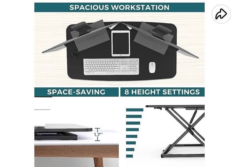 Smug 36” Converter Sit Riser Adjustable Computer Desk(Blk)