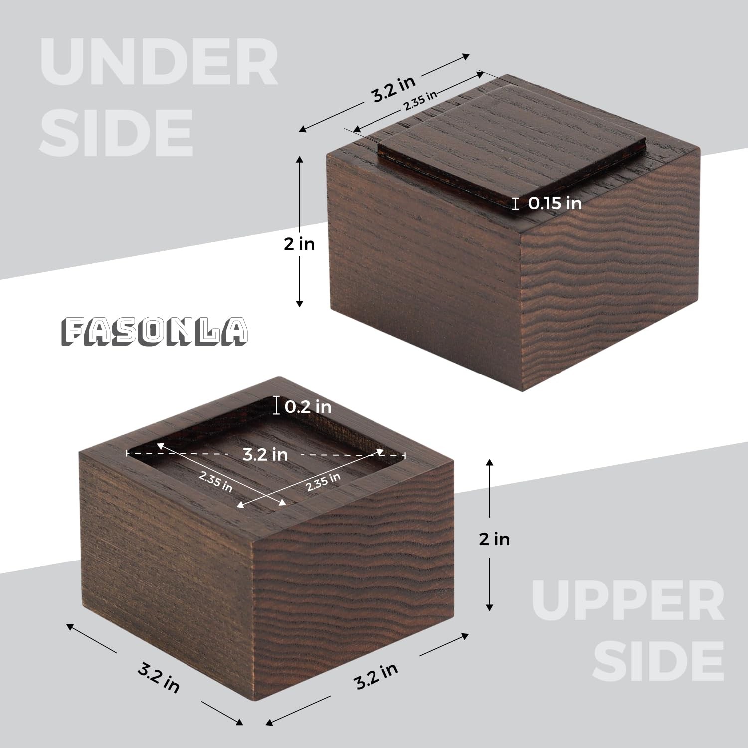 4 Pack Bed Risers Solid Oak Wood 2 Inch Lift Walnut Color Non Slip Furniture