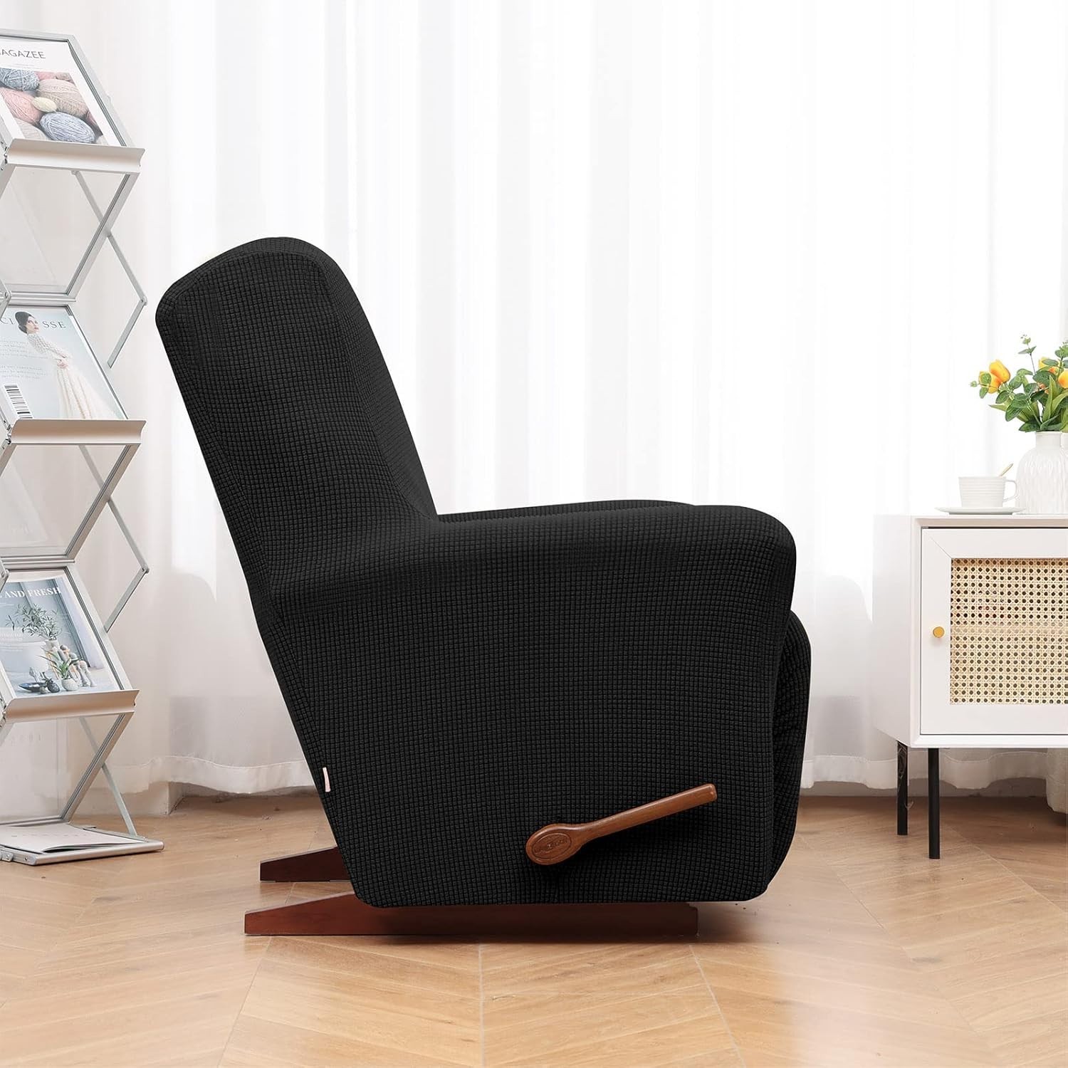 Luxury Black Recliner Chair Cover – Stretchable Slipcover with Easy Care Fabric