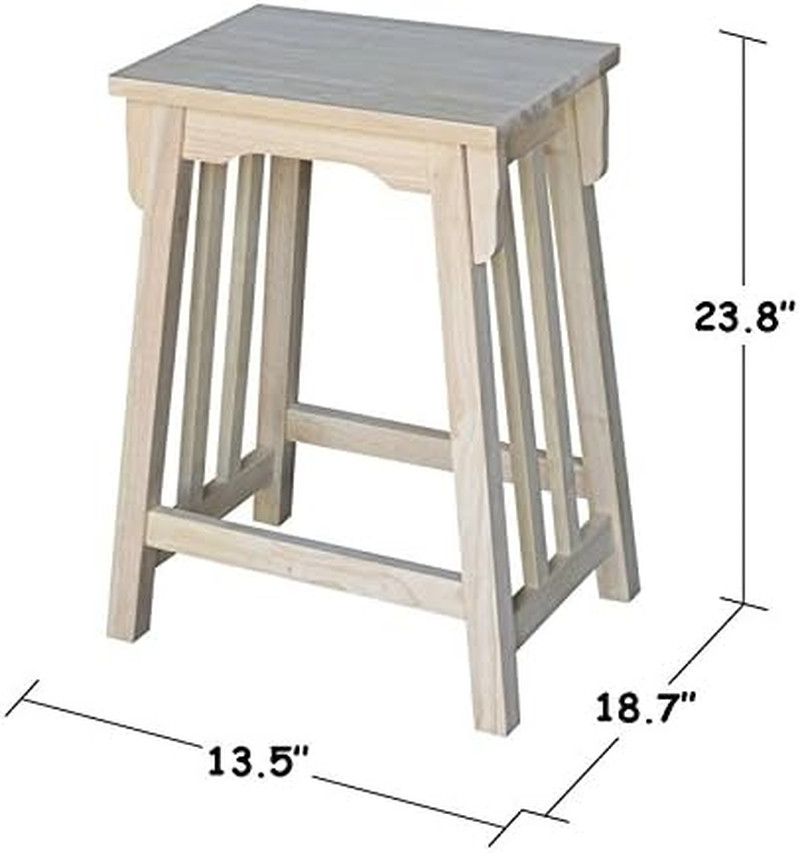 Unfinished 24-Inch Mission Counter Height Stool by International Concepts