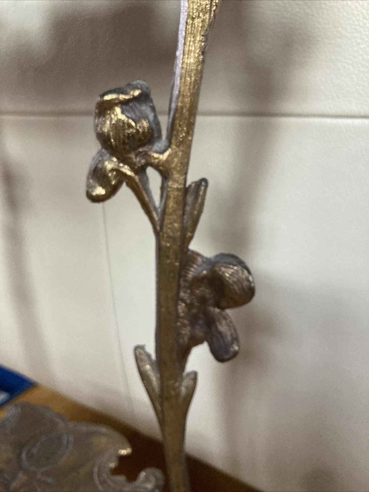 Art Nouveau Two Tier Brass Floral Side Table Plant Stand