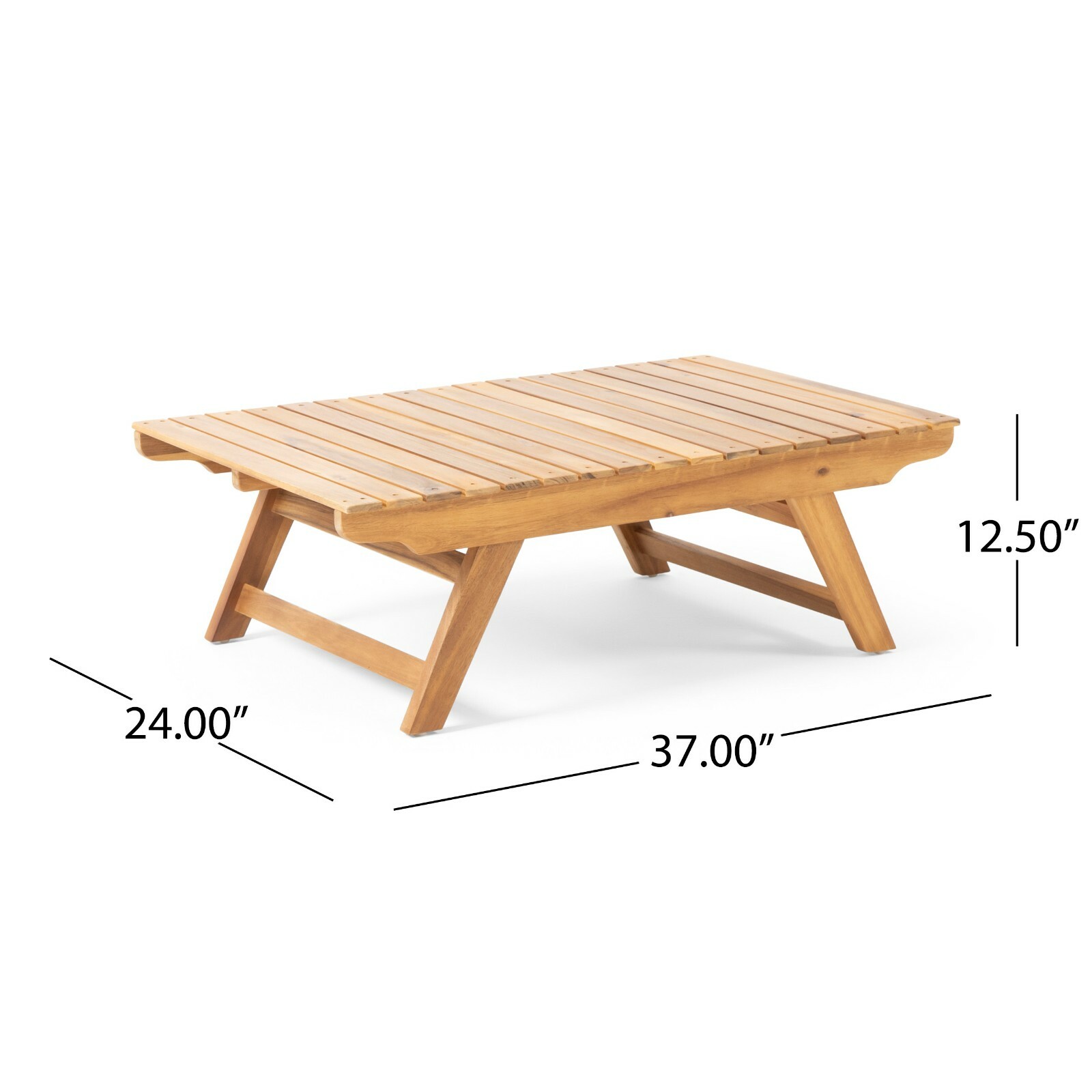 Outdoor Acacia Wood Slat Panel Coffee Table, Teak