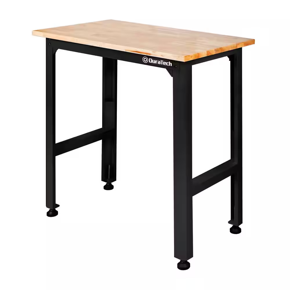 36 In. W X 20 In. D Solid Wood Top Workbench Table in Black