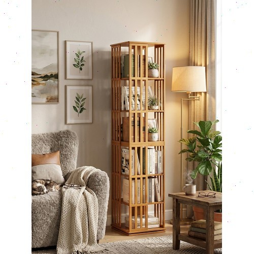 Shelf Rotating bookshelf tower, 360-degree display rotating bookshelf