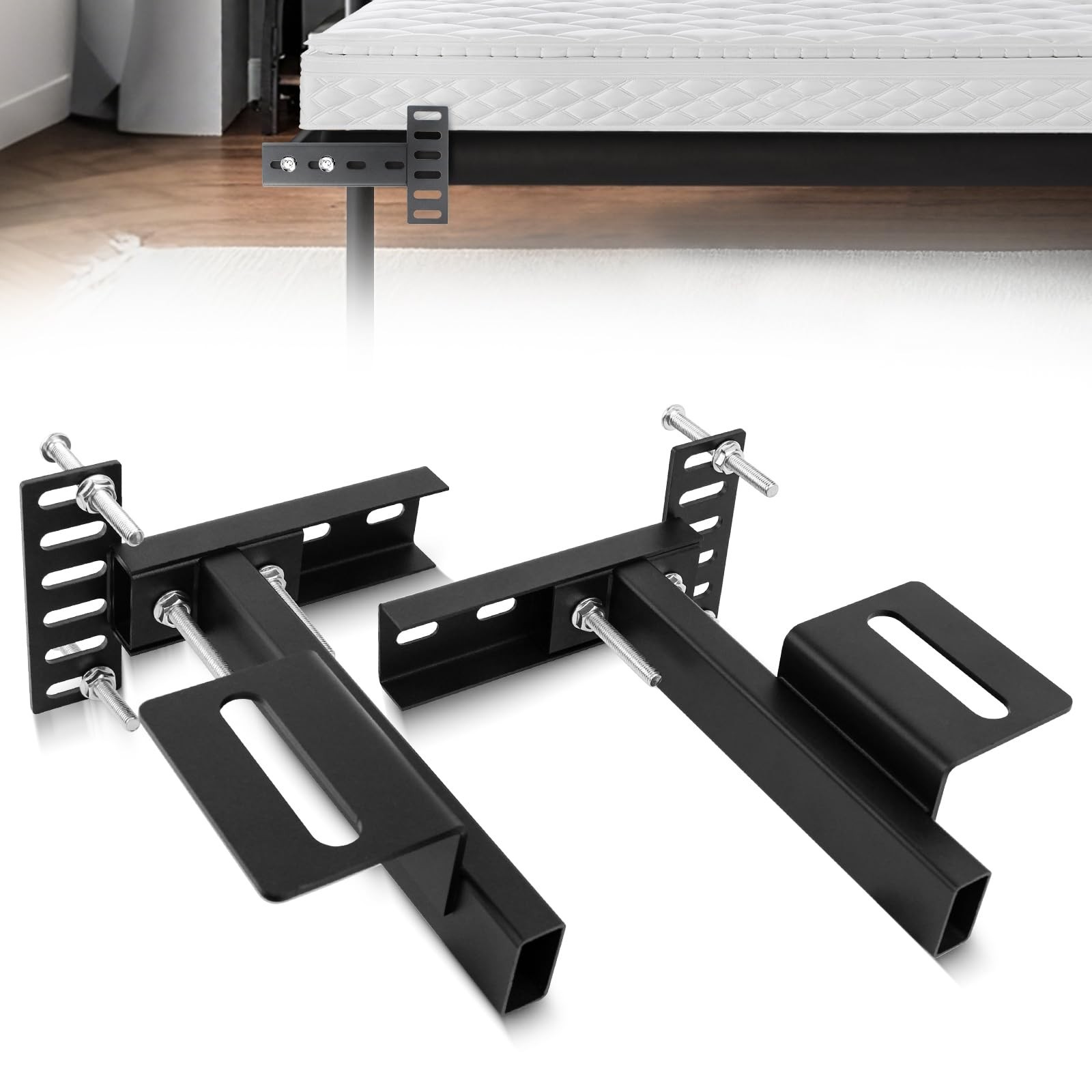 Adjustable Bed Headboard Bracket Kit – Heavy Duty Steel, No Noise, Easy Install,