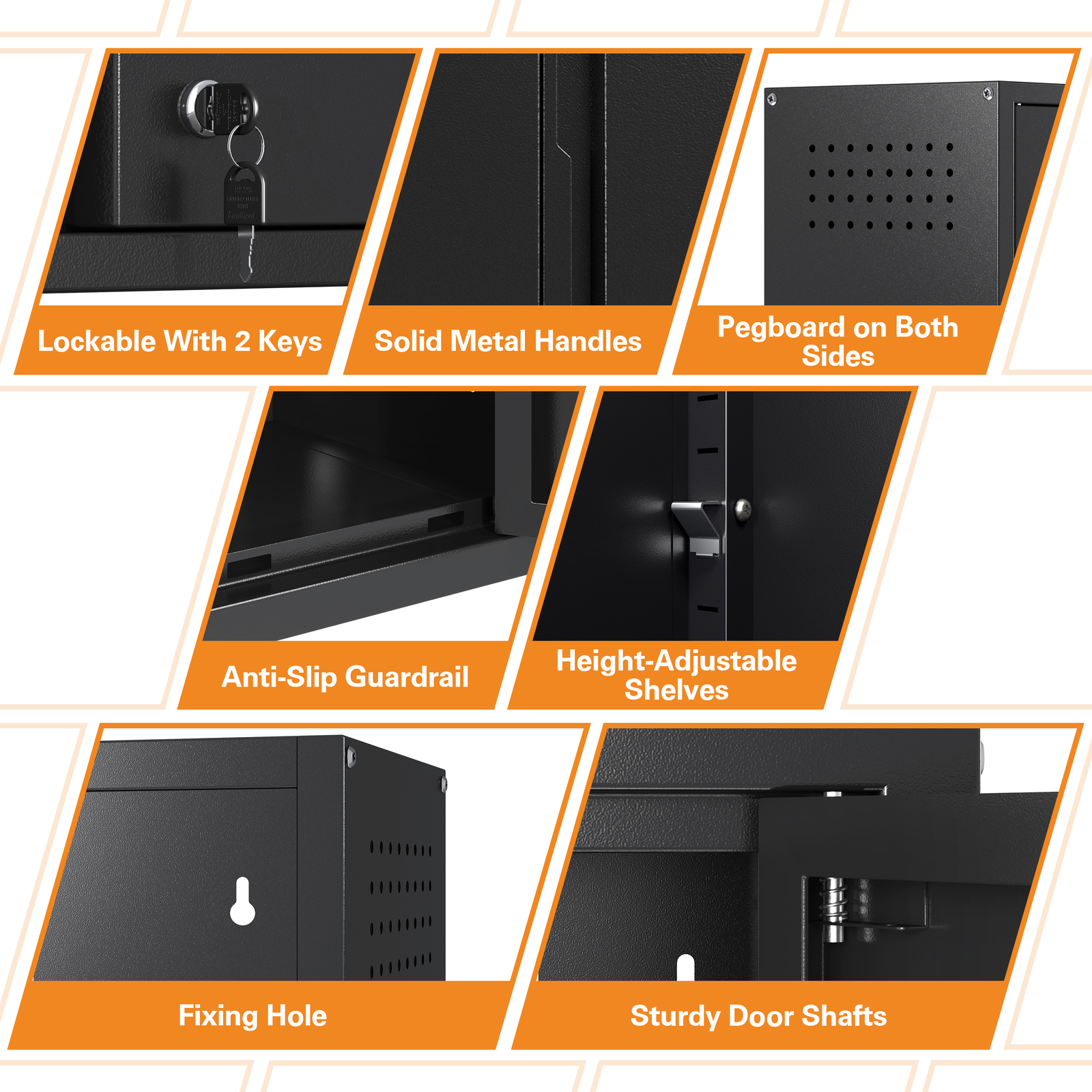 Metal Garage Wall Tool Cabinet w/Lock, Workshop Wall Mounted Storage Cabinet Box